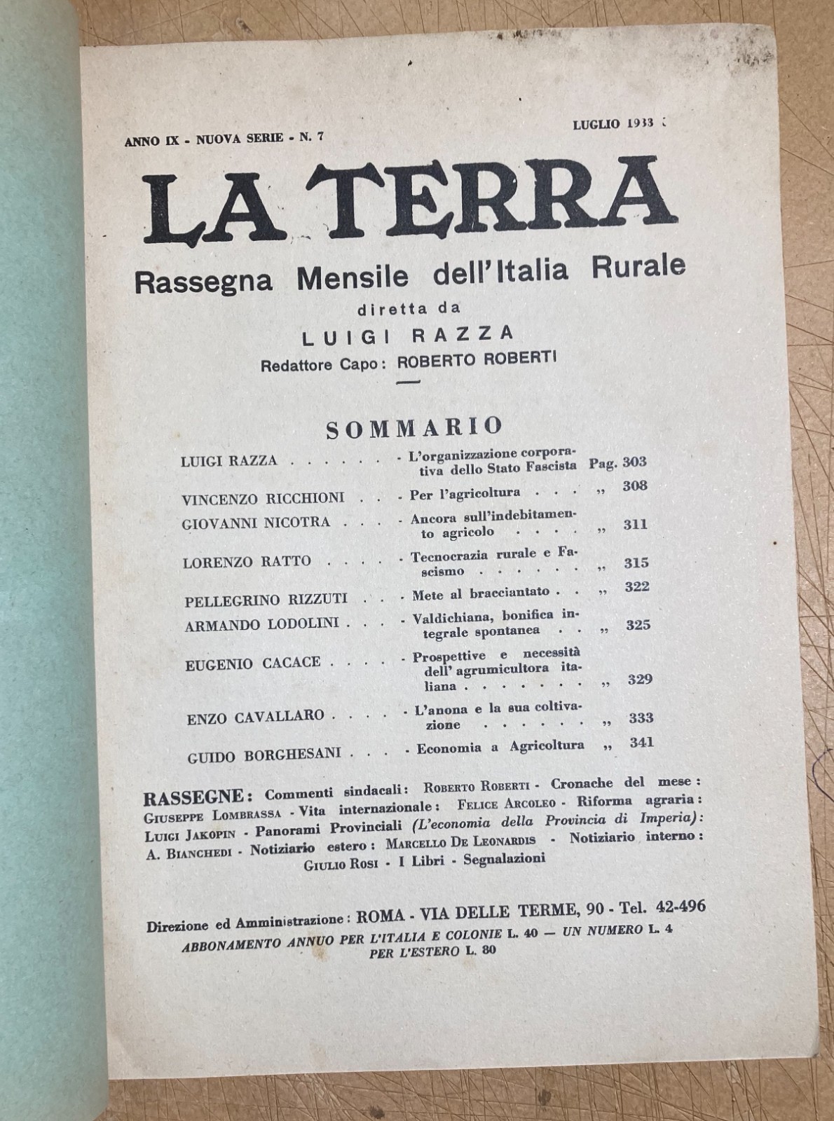 Agricoltura, Economia Agraria, Bonifiche, Valdichiana. Rivista La Terra, 1933