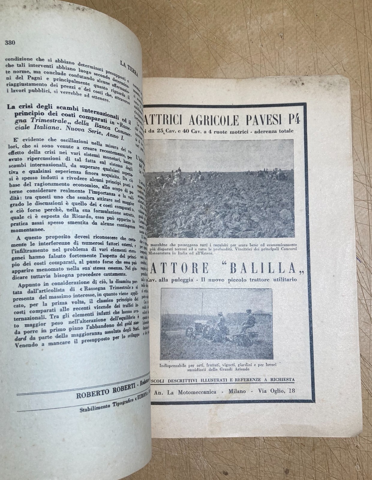 Agricoltura, Economia Agraria, Bonifiche, Valdichiana. Rivista La Terra, 1933