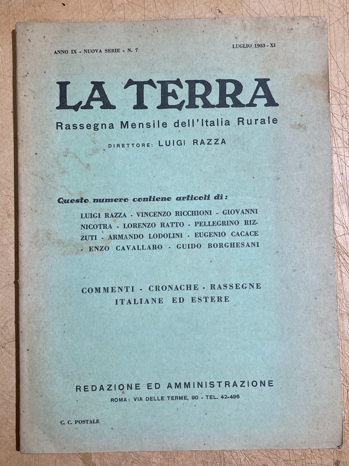 Agricoltura, Economia Agraria, Bonifiche, Valdichiana. Rivista La Terra, 1933