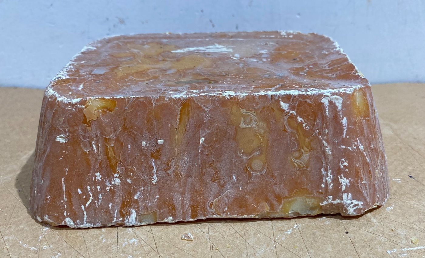 Insolito Oggetto, Probabilmente Blocco Di Cera Solida, Superficie Ambrata d'Epoca