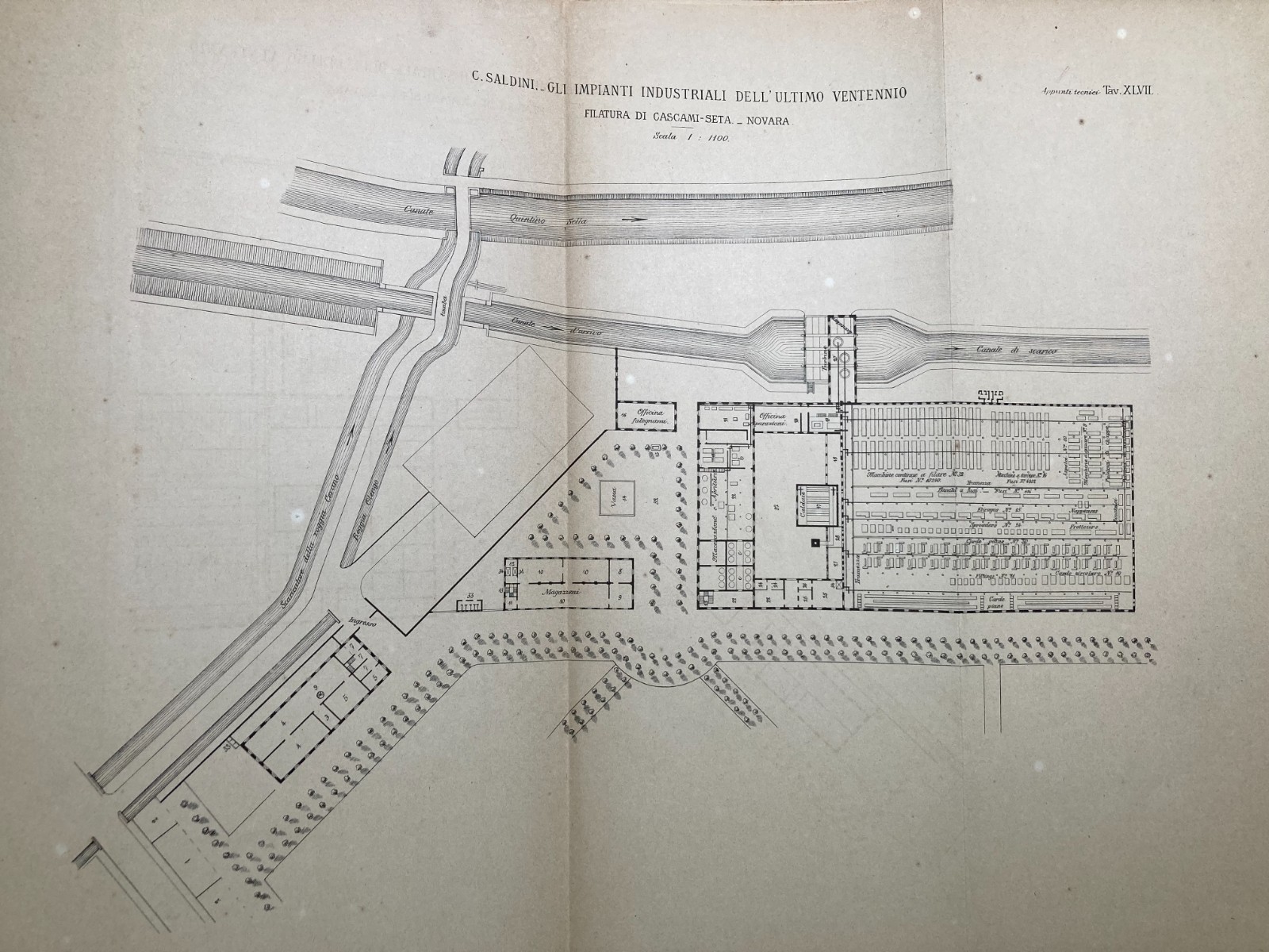 Novara   Industria Tessile   Stabilimento Filatura Cascami Seta   Antica Mappa   1882