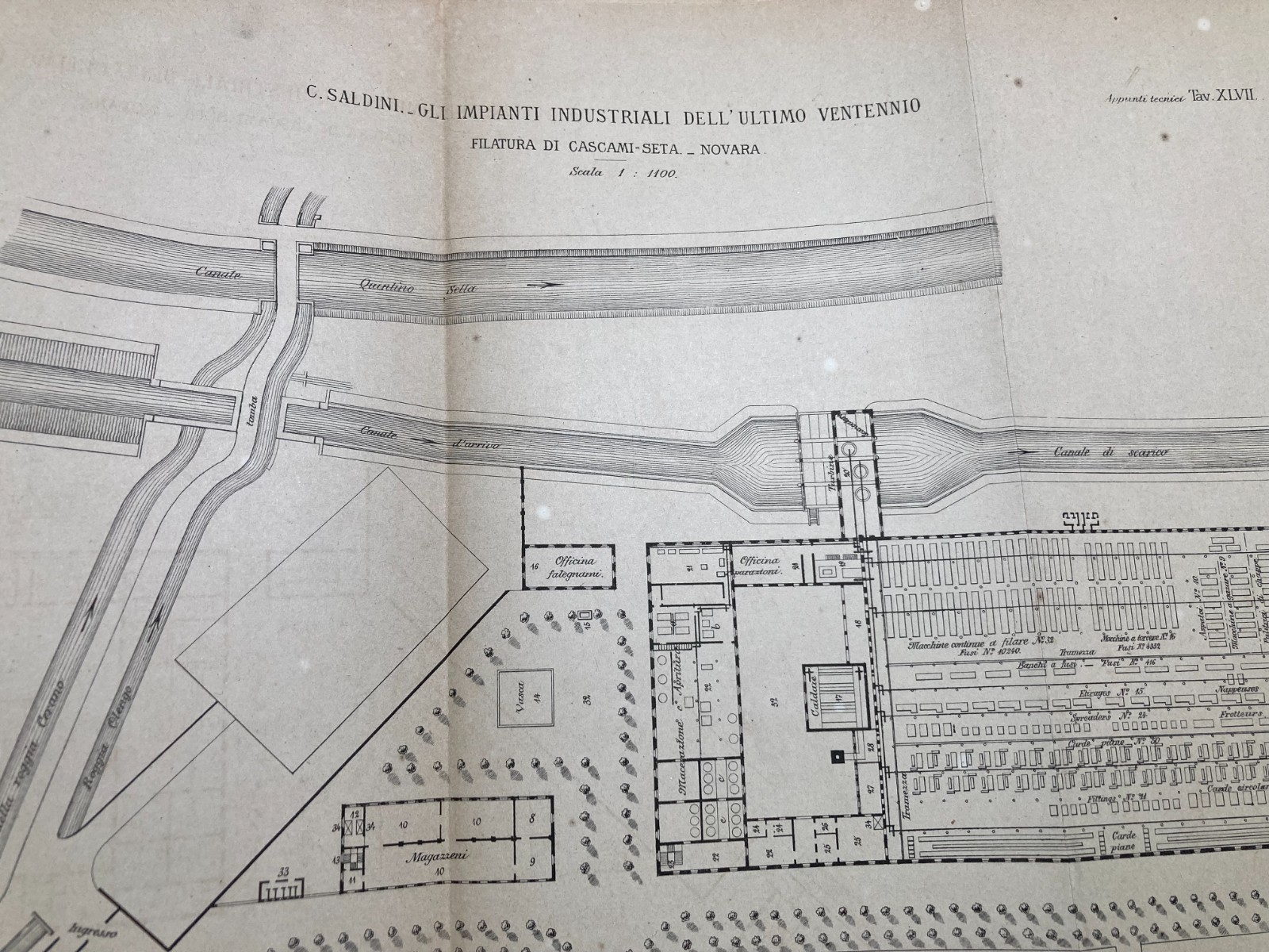 Novara   Industria Tessile   Stabilimento Filatura Cascami Seta   Antica Mappa   1882