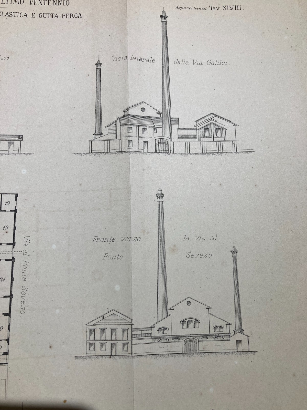 Architettura E Ingegneria: Antico Stabilimento Pirelli. Pianta E Prospettive (litografia, 1882)