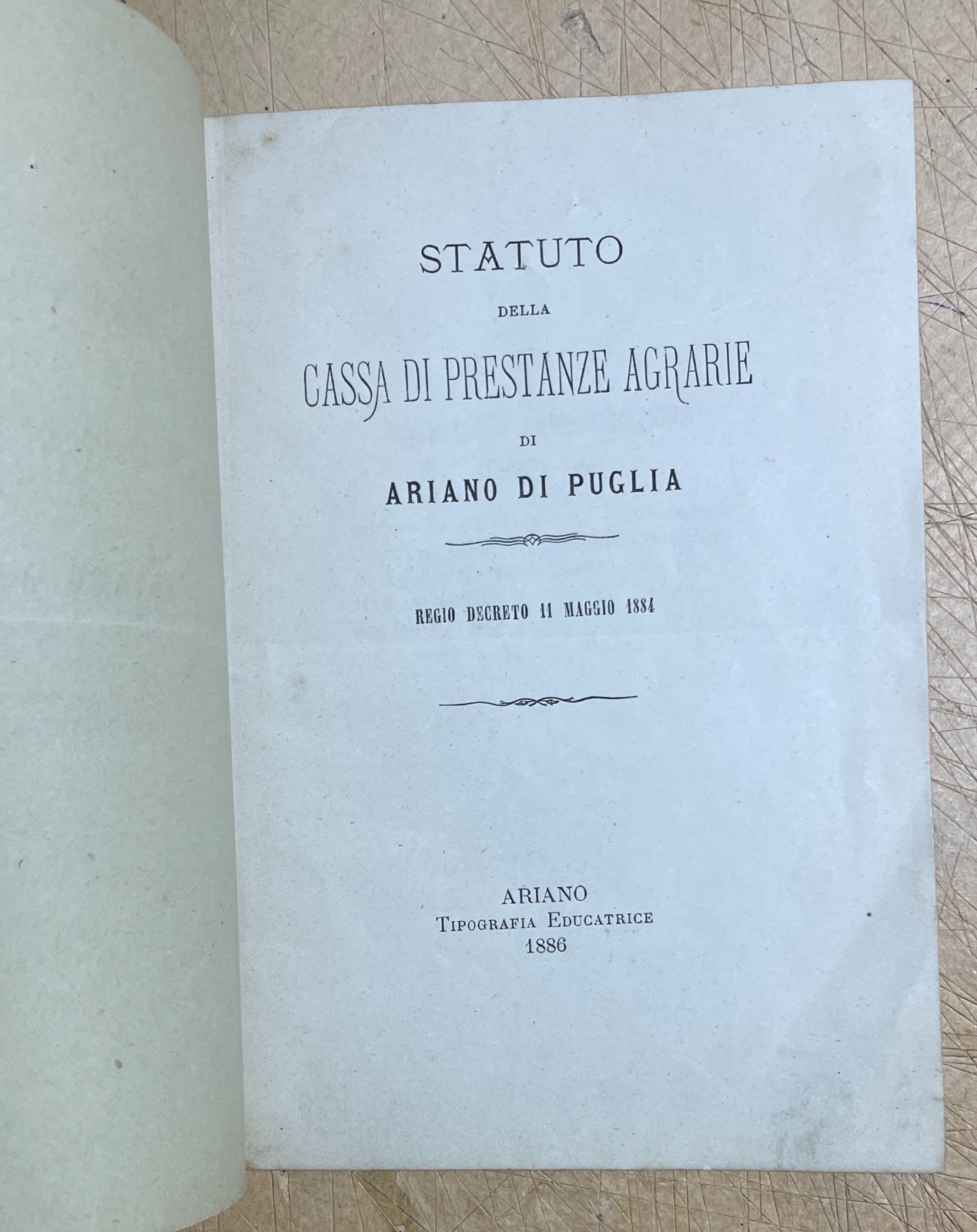 Statuto Della Cassa Di Prestanze Agrarie Di Ariano Di Puglia, 1886