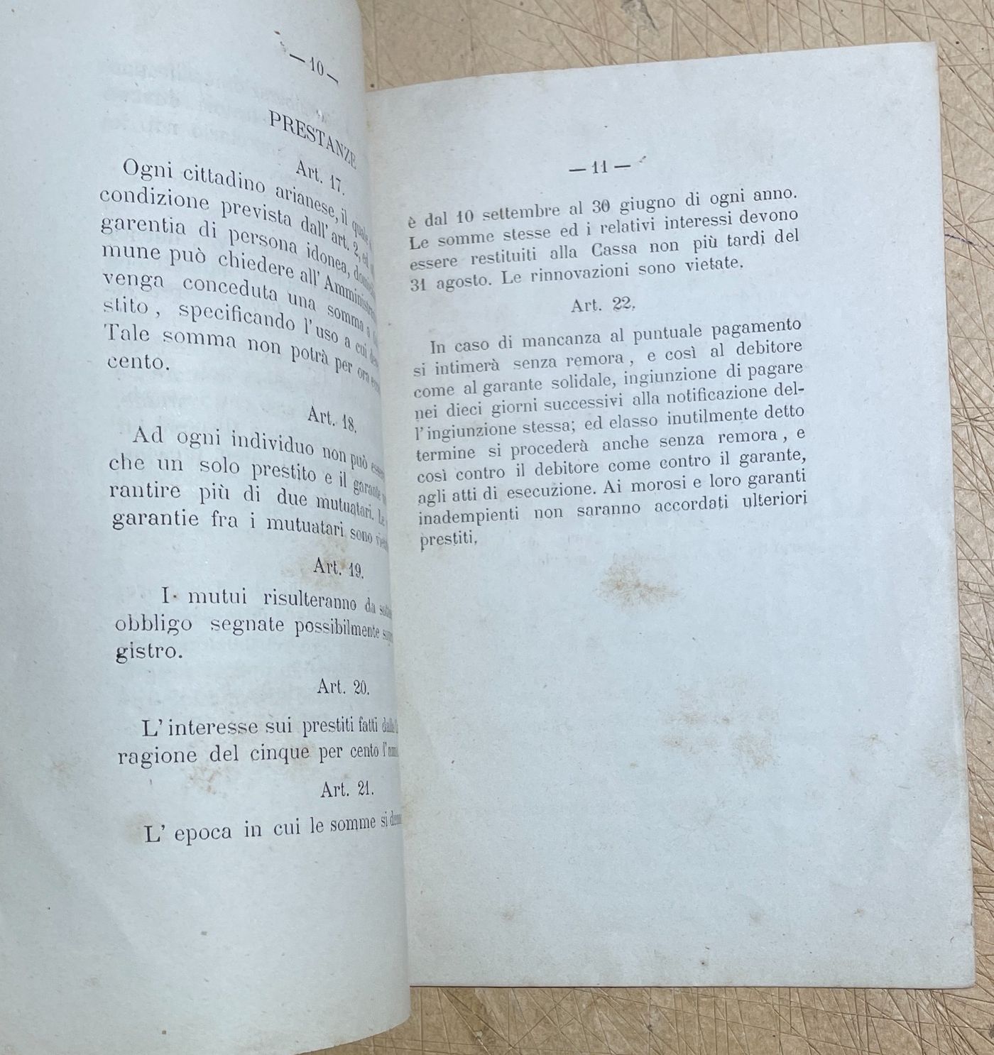Statuto Della Cassa Di Prestanze Agrarie Di Ariano Di Puglia, 1886