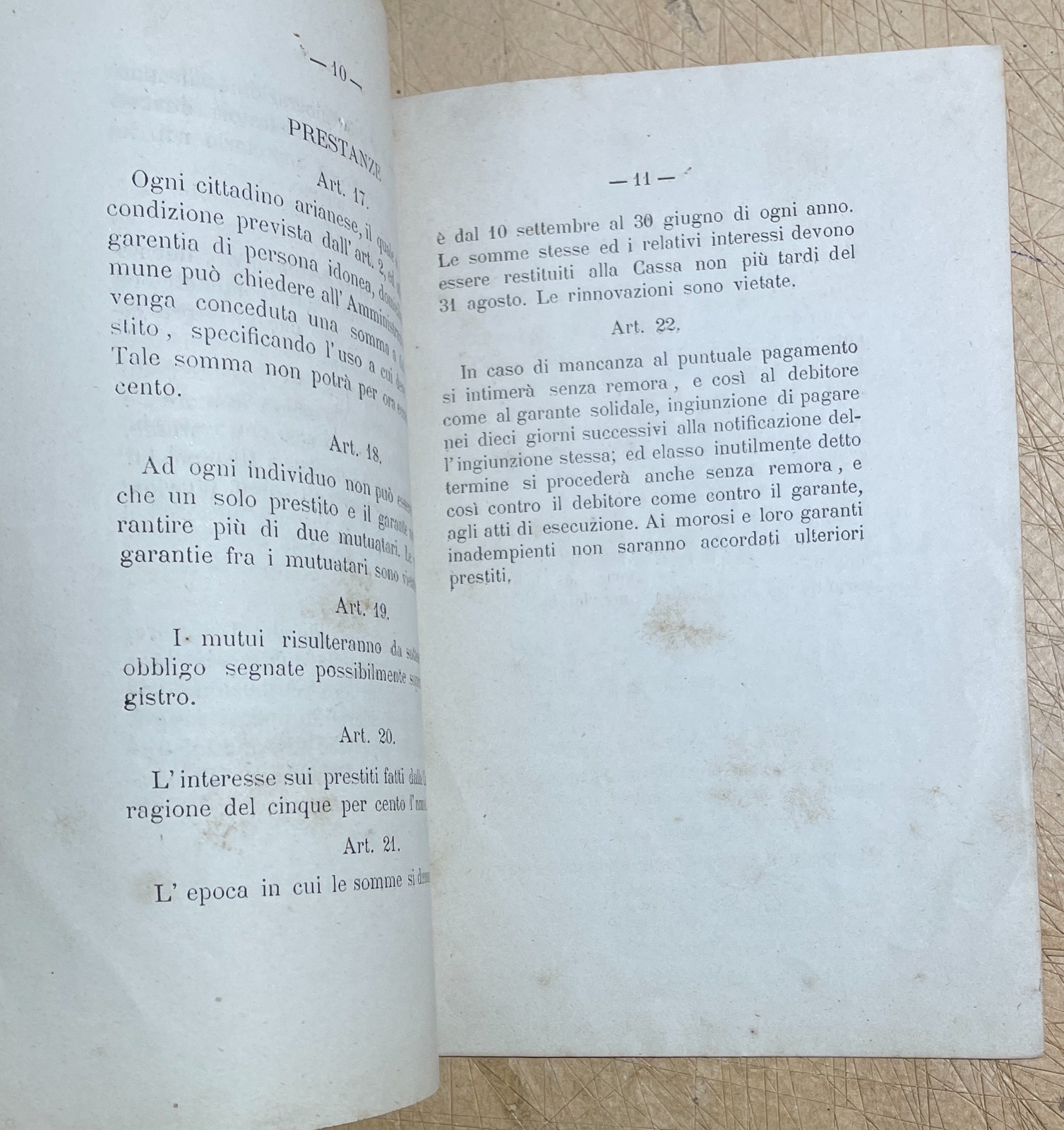 Statuto Della Cassa Di Prestanze Agrarie Di Ariano Di Puglia, 1886