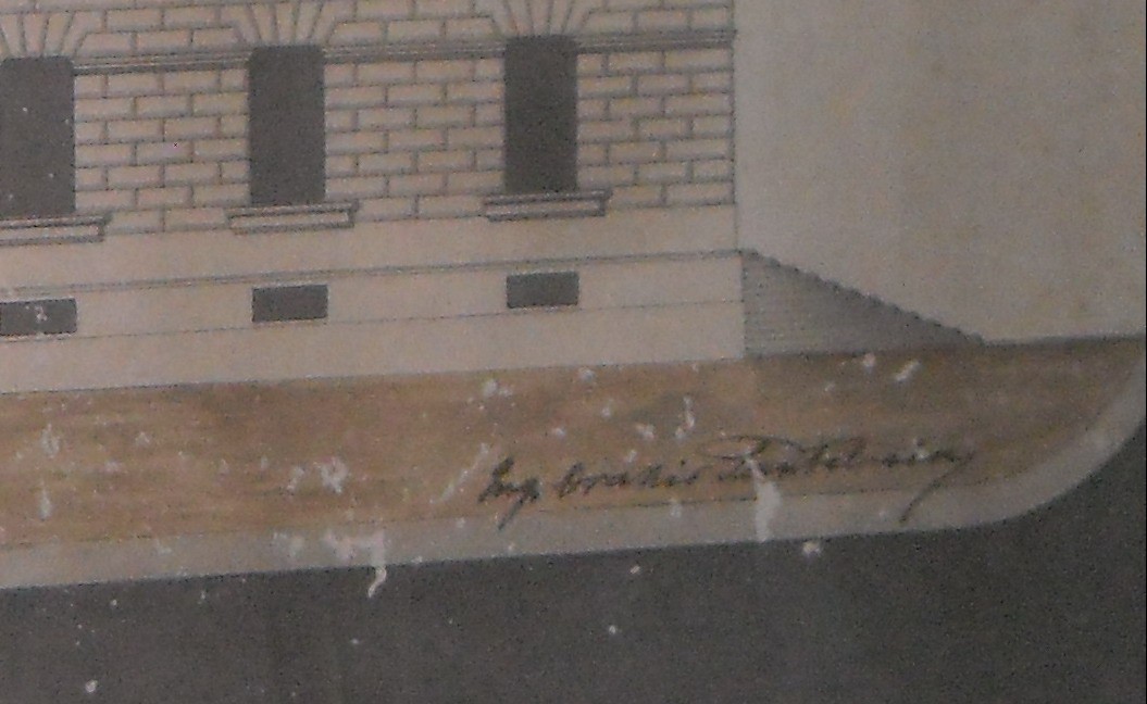 Orazio Santalucia: Raro Progetto Architettonico d'Epoca Per Edificio Pubblico (Bari, Puglia)