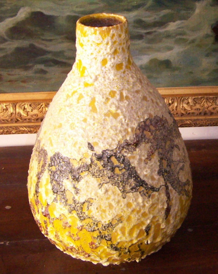 Grande Vaso In Ceramica Artistica Modellata E Decorata