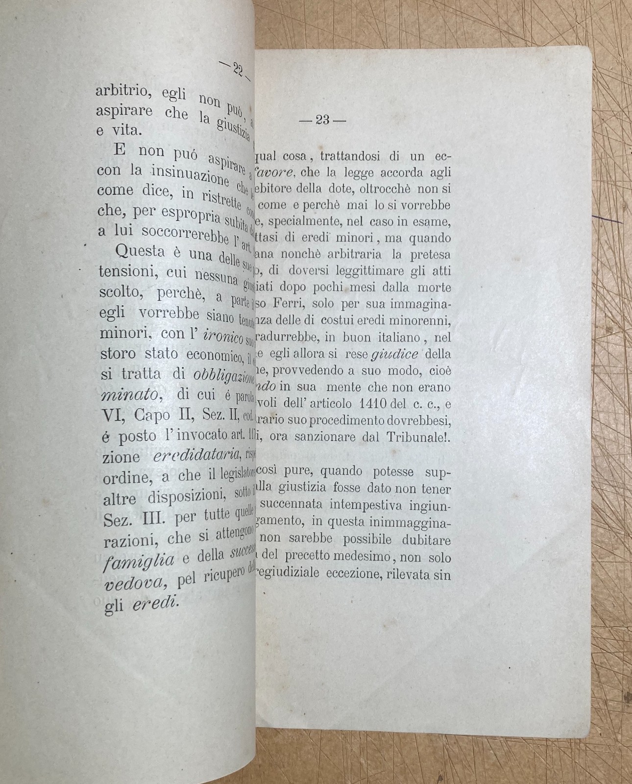 Campania, Irpinia, Ariano: Giuridica   Pisapia, Ciani Contro De Feo E De Rogatis (1907)