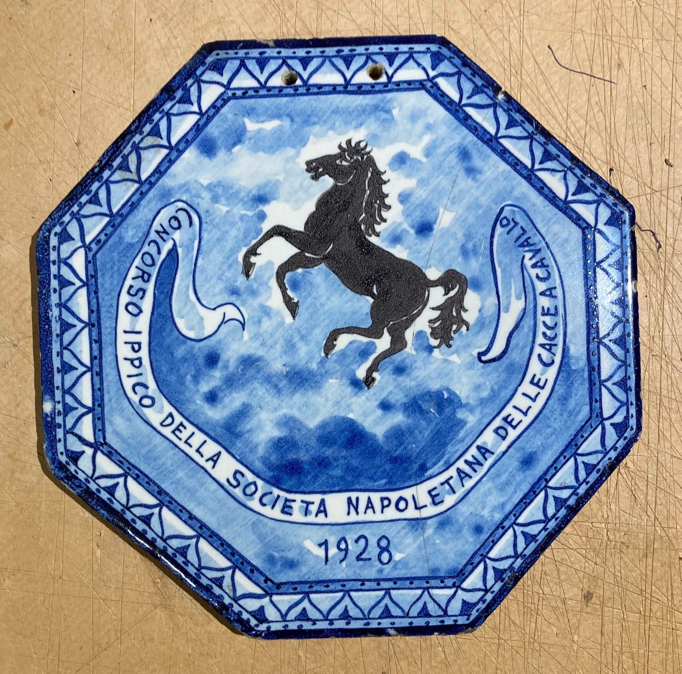 Ippica   Caccia A Cavallo   Società Napoletana   Concorso Del 1928   Rara Placca