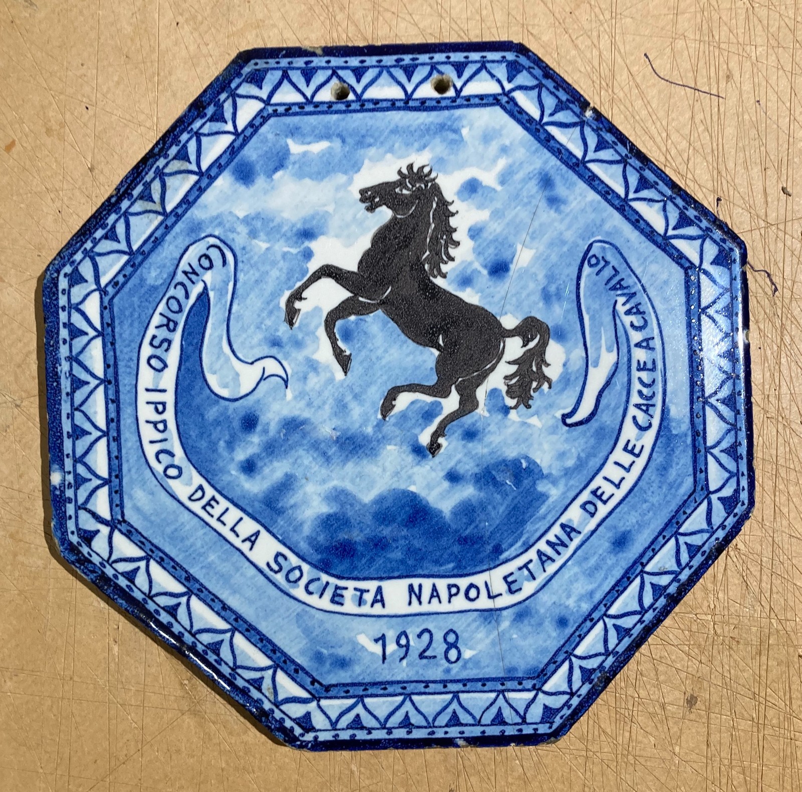Ippica   Caccia A Cavallo   Società Napoletana   Concorso Del 1928   Rara Placca