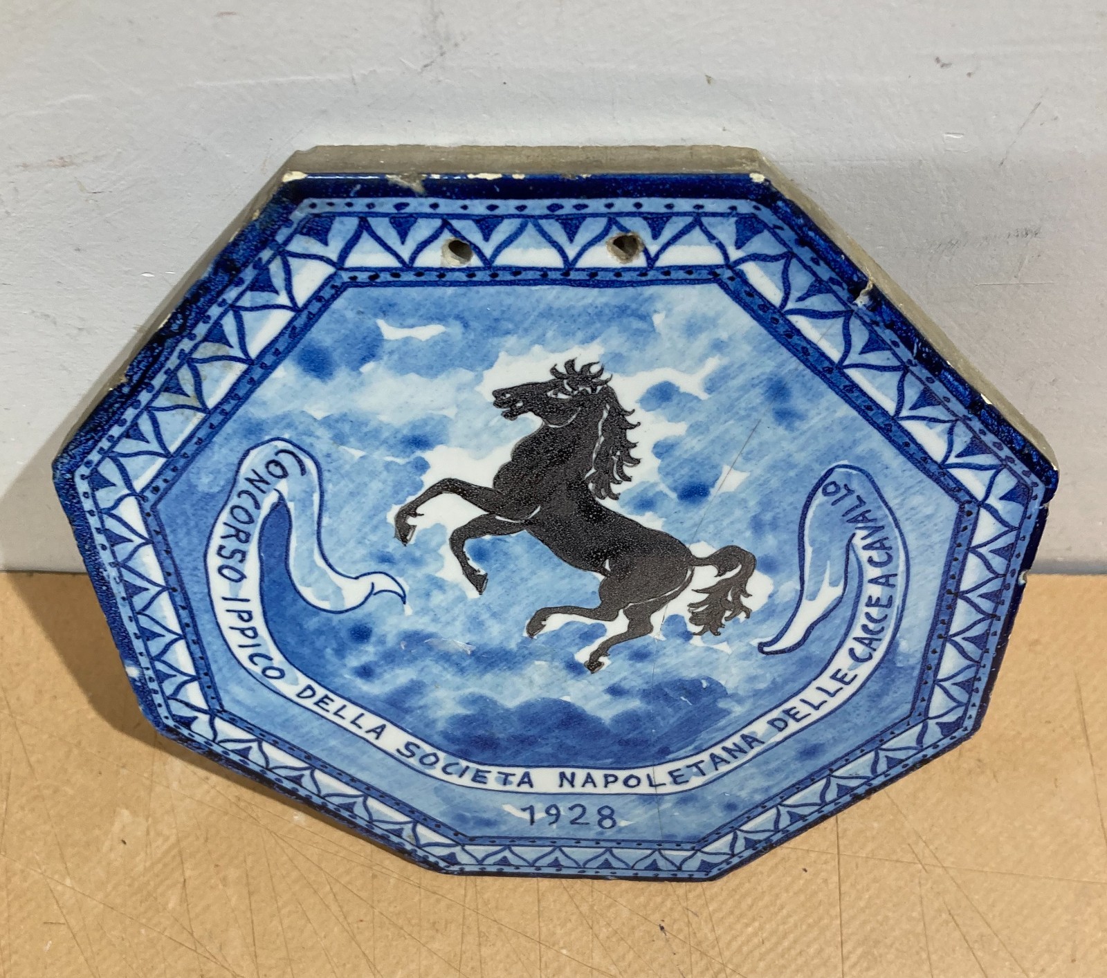 Ippica   Caccia A Cavallo   Società Napoletana   Concorso Del 1928   Rara Placca