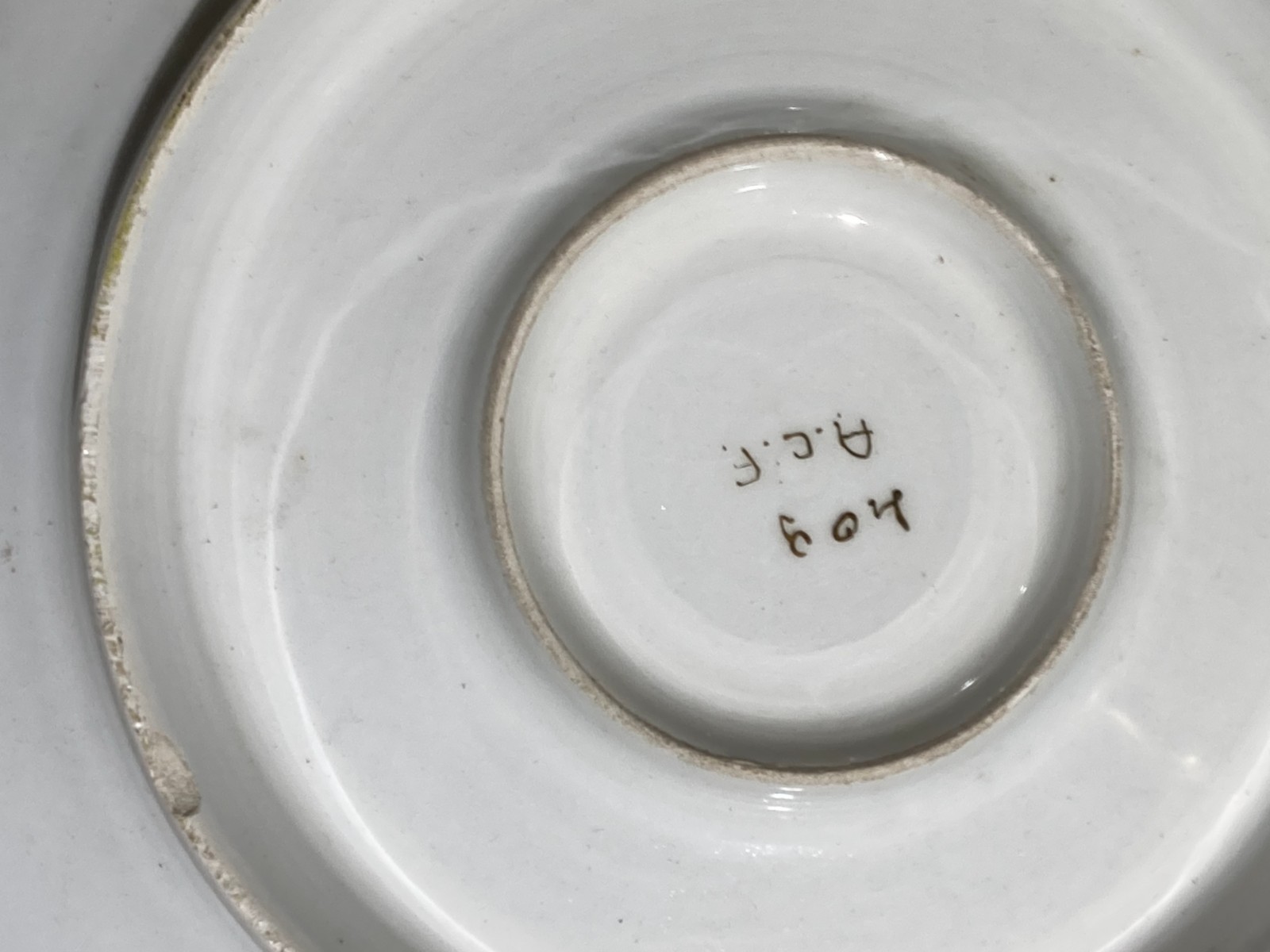 Artistica Veduta Con Rovine O Tempio, Ceramica Da Collezione, Marcata ACF