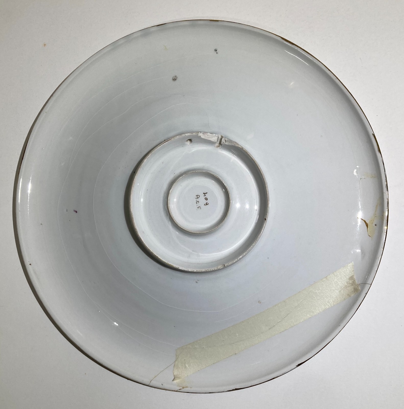 Artistica Veduta Con Rovine O Tempio, Ceramica Da Collezione, Marcata ACF