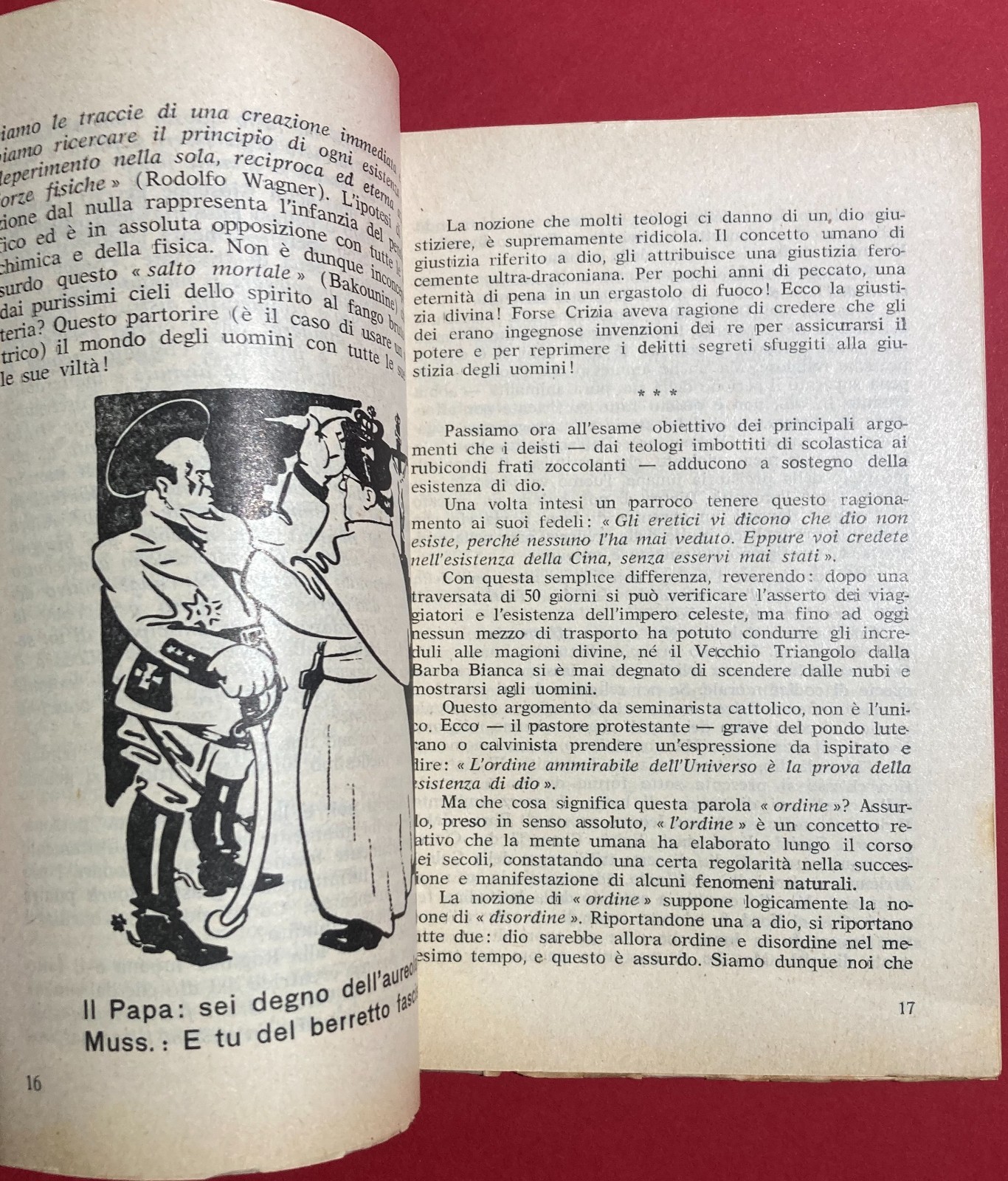 Satira, Fascismo, Mussolini, Propaganda Atea Antireligiosa. Sicilia, Ragusa, 1964