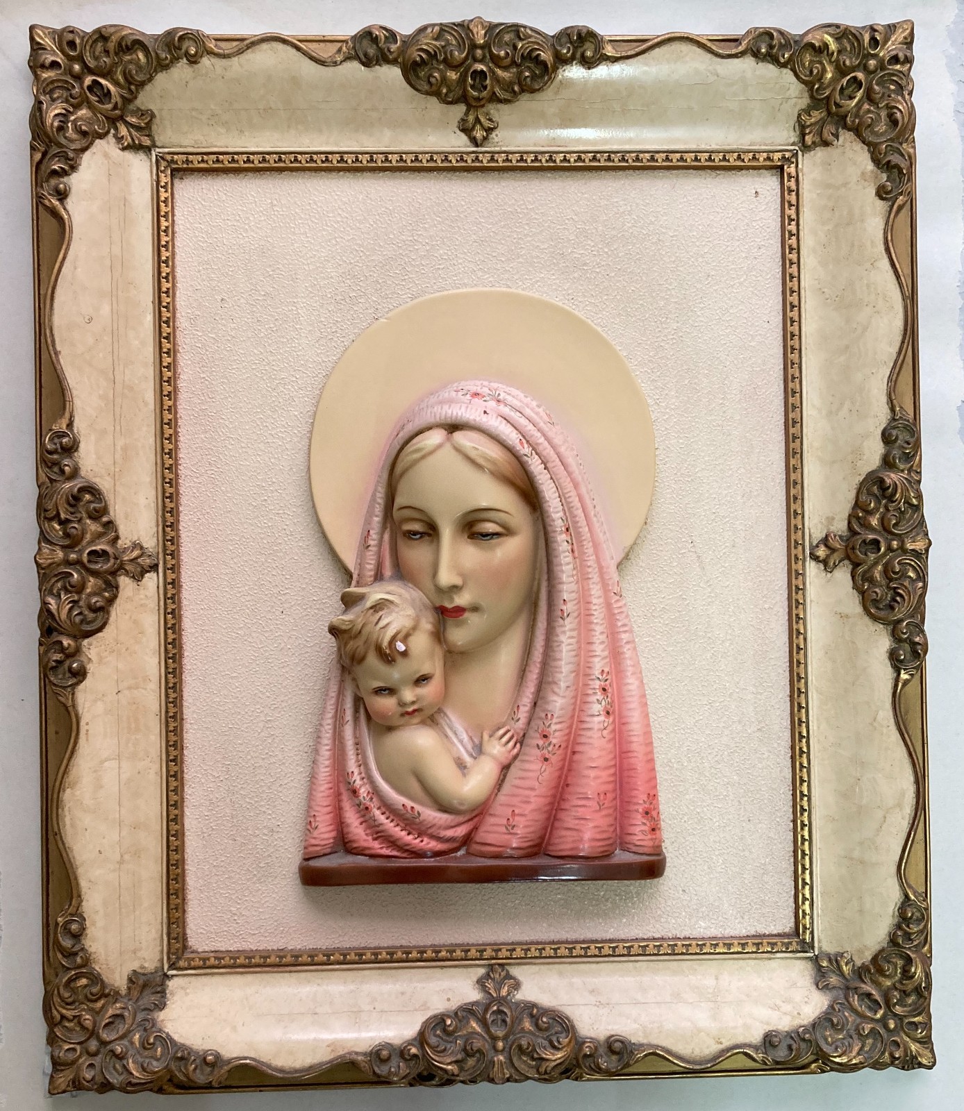 Pannello Policromo Devozionale: Madonna Con Bambino (scultura)
