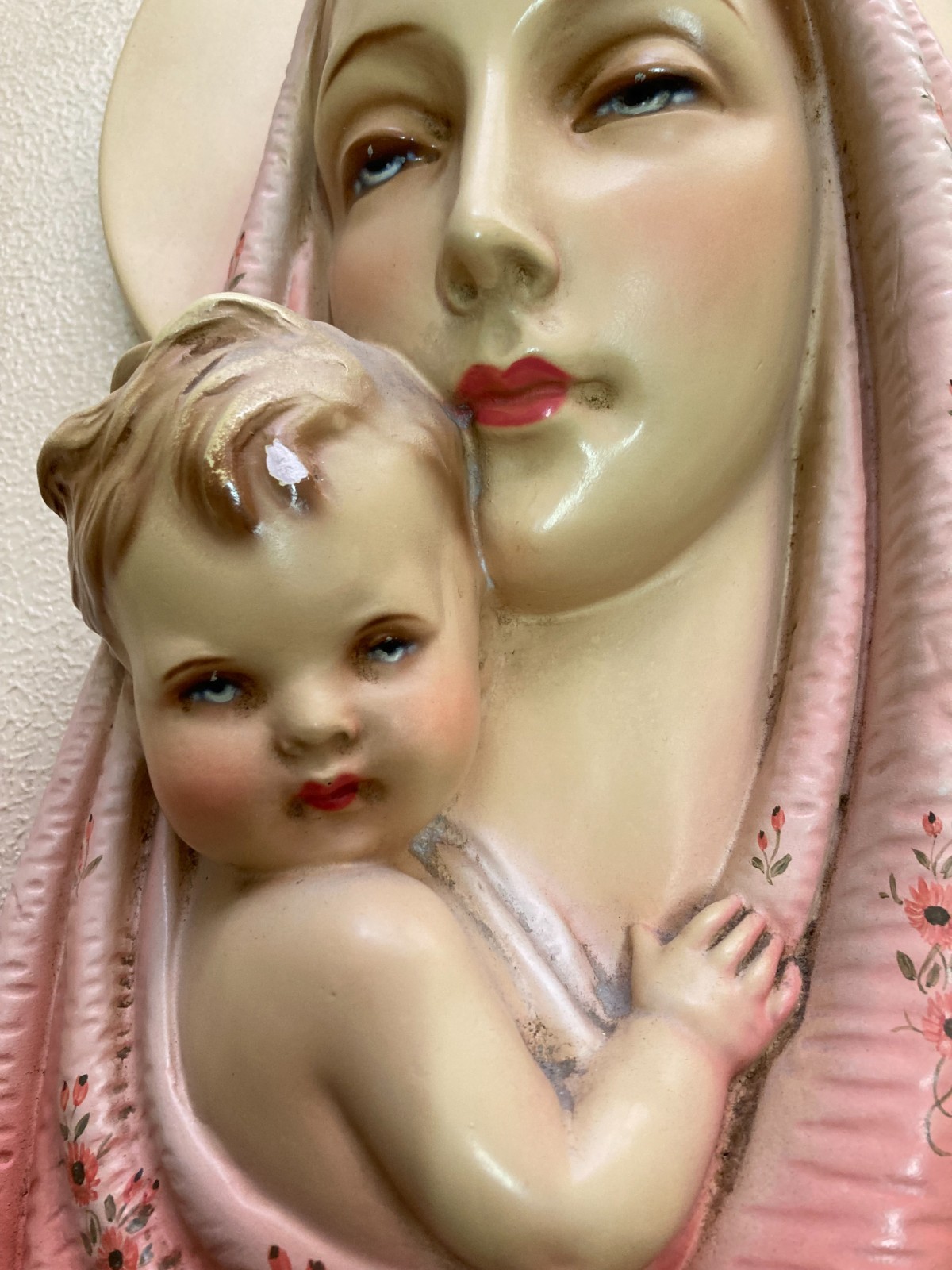 Pannello Policromo Devozionale: Madonna Con Bambino (scultura)