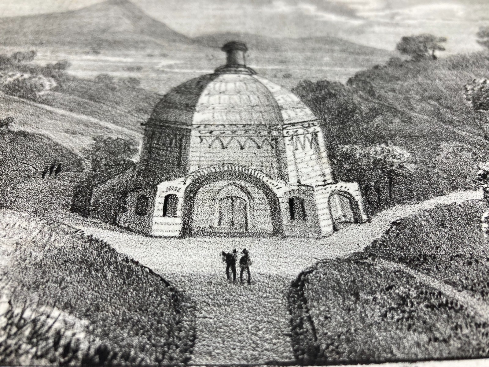 Abruzzo, Chieti, Tricalle. Antica Veduta Con Tempio, Stampa Litografica, Cirelli, 1800.