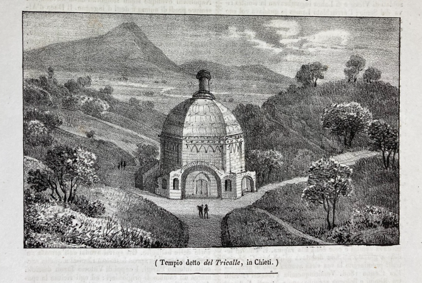 Abruzzo, Chieti, Tricalle. Antica Veduta Con Tempio, Stampa Litografica, Cirelli, 1800.