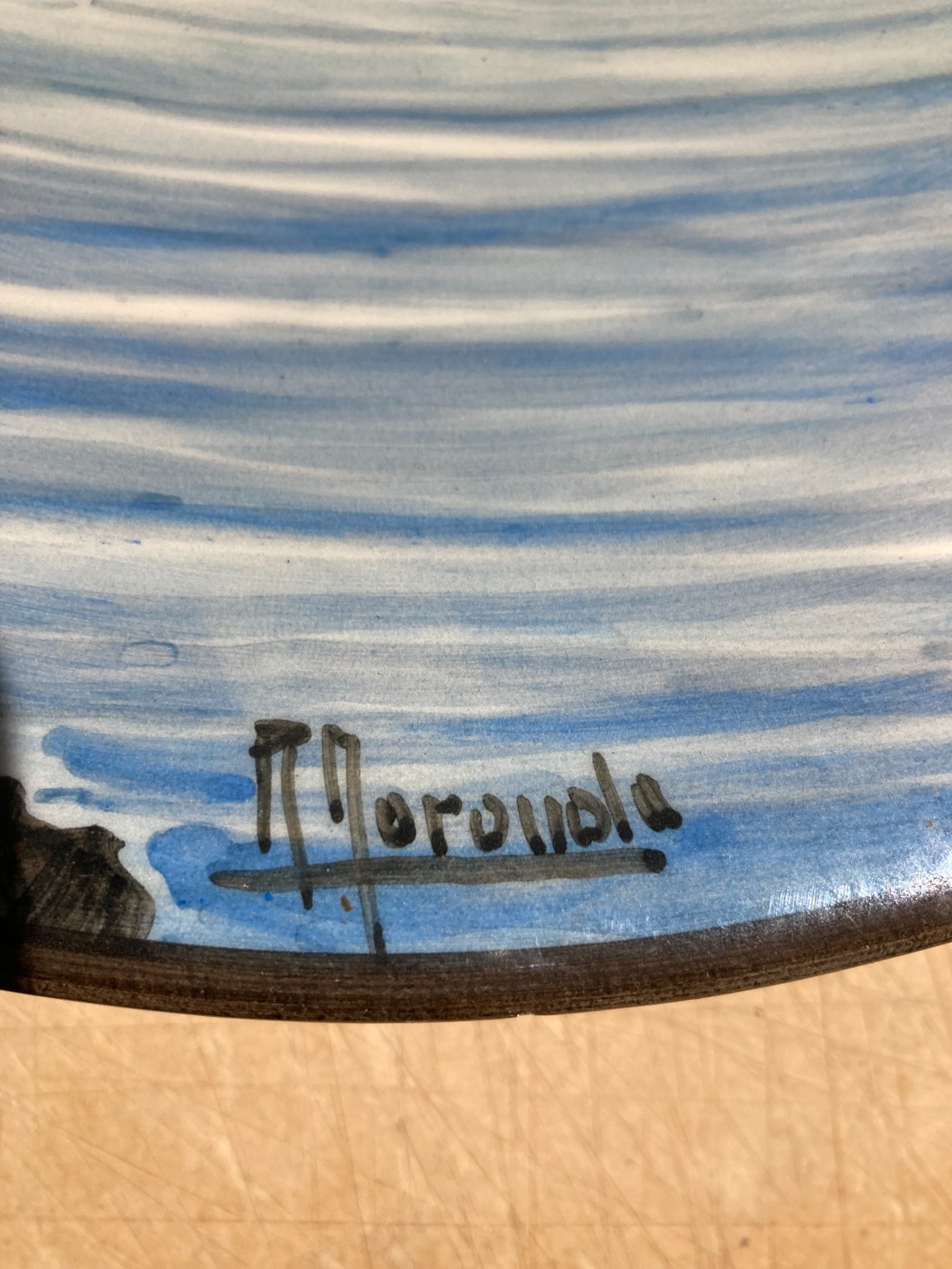 Veduta Marina Con Barche   Piatto In Ceramica Colonnata   Firmato