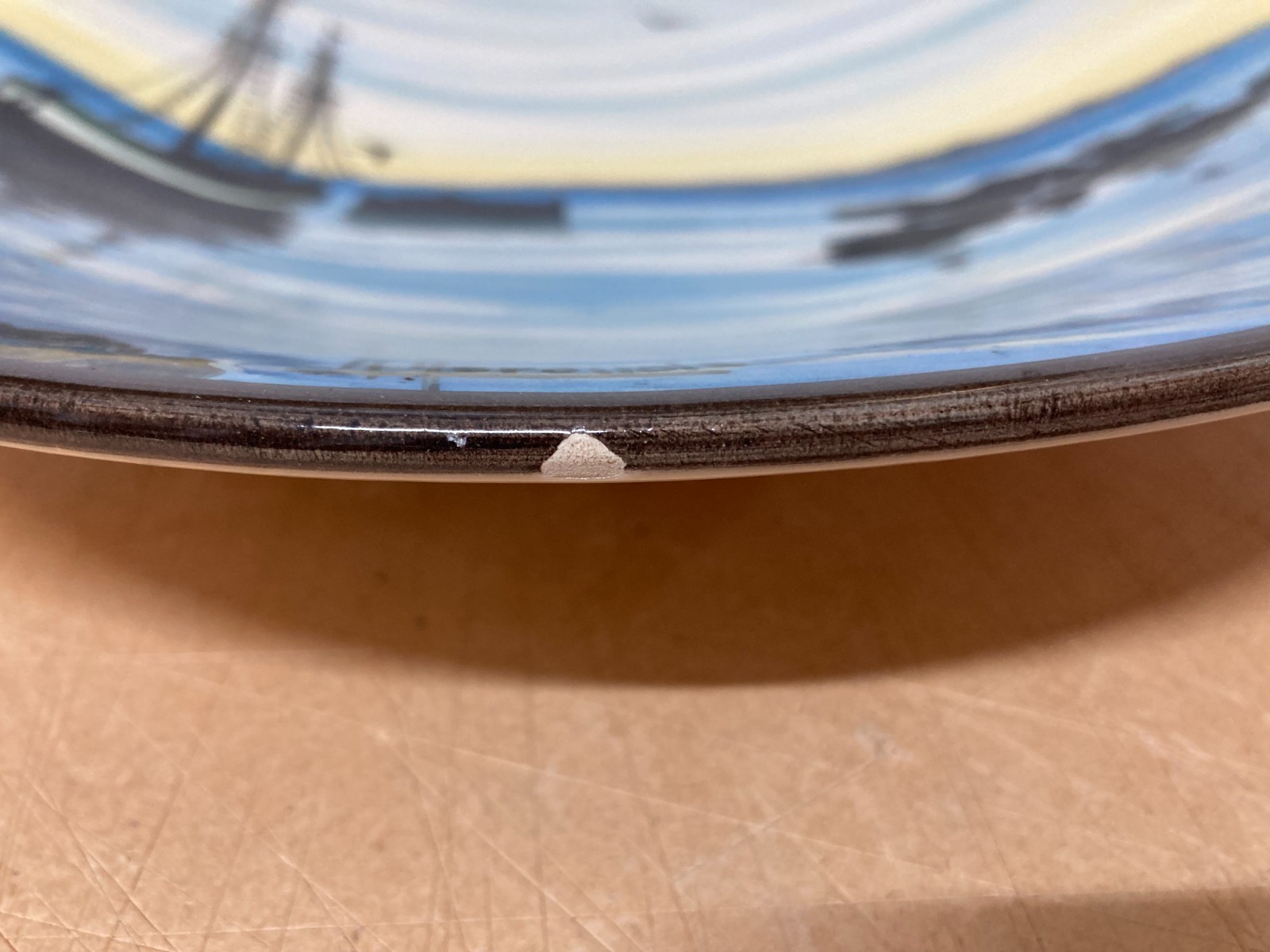 Veduta Marina Con Barche   Piatto In Ceramica Colonnata   Firmato