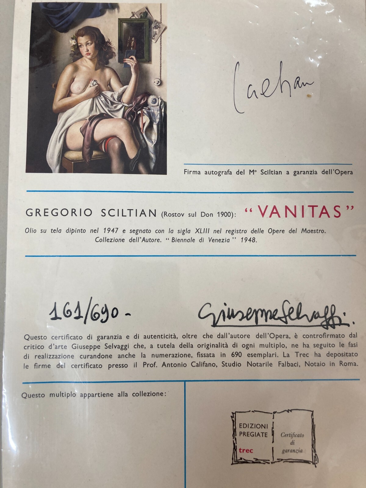 Gregorio Sciltian: Vanitas   Multiplo d'Arte Numerato E Certificato