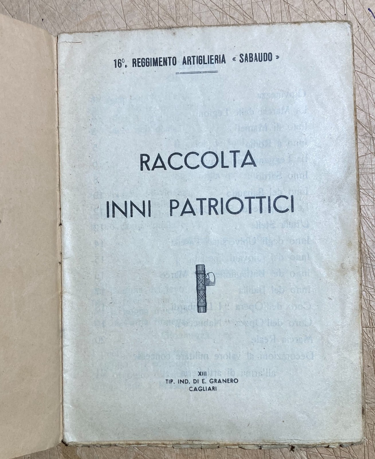 Militaria, Artiglieria Sabaudo, Sardegna, Cagliari, Fascismo, Inni Patriottici