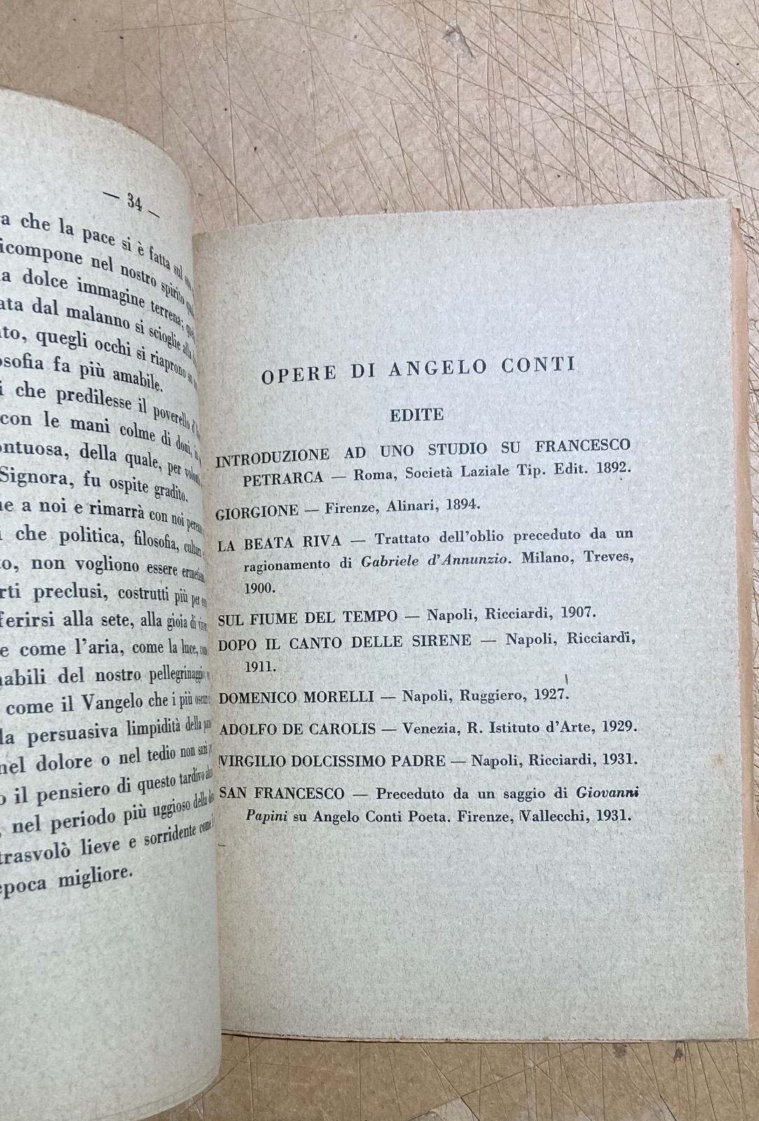 Mattia Limoncelli, Angelo Conti   Ricordo Biografico Con Dedica Autografa