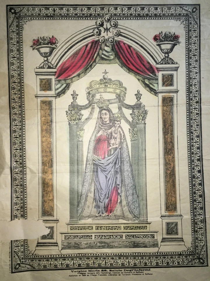 Sicilia: Terremoti   Madonna Della Salute   Stampa Popolare Devozionale   Raffadali