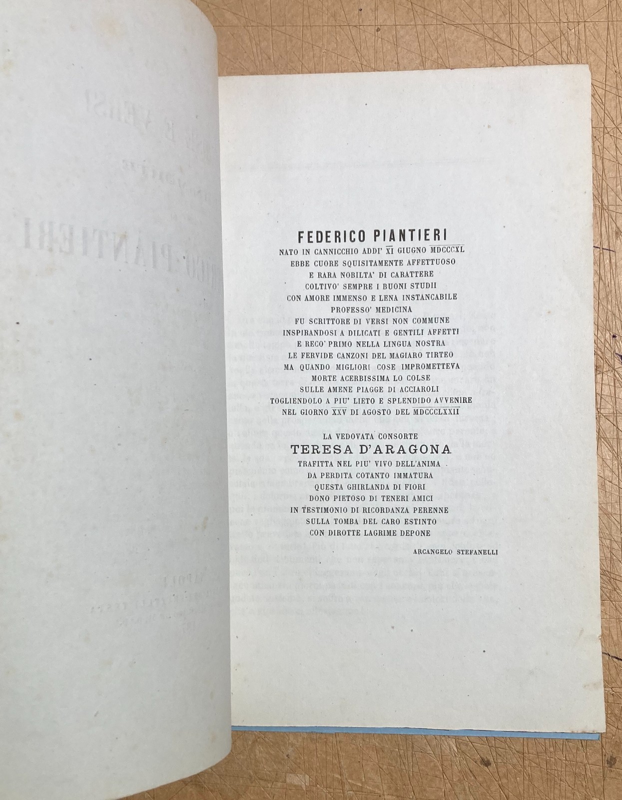 Prose E Versi In Morte Di Federico Piantieri Campania, Cilento, Sicilia