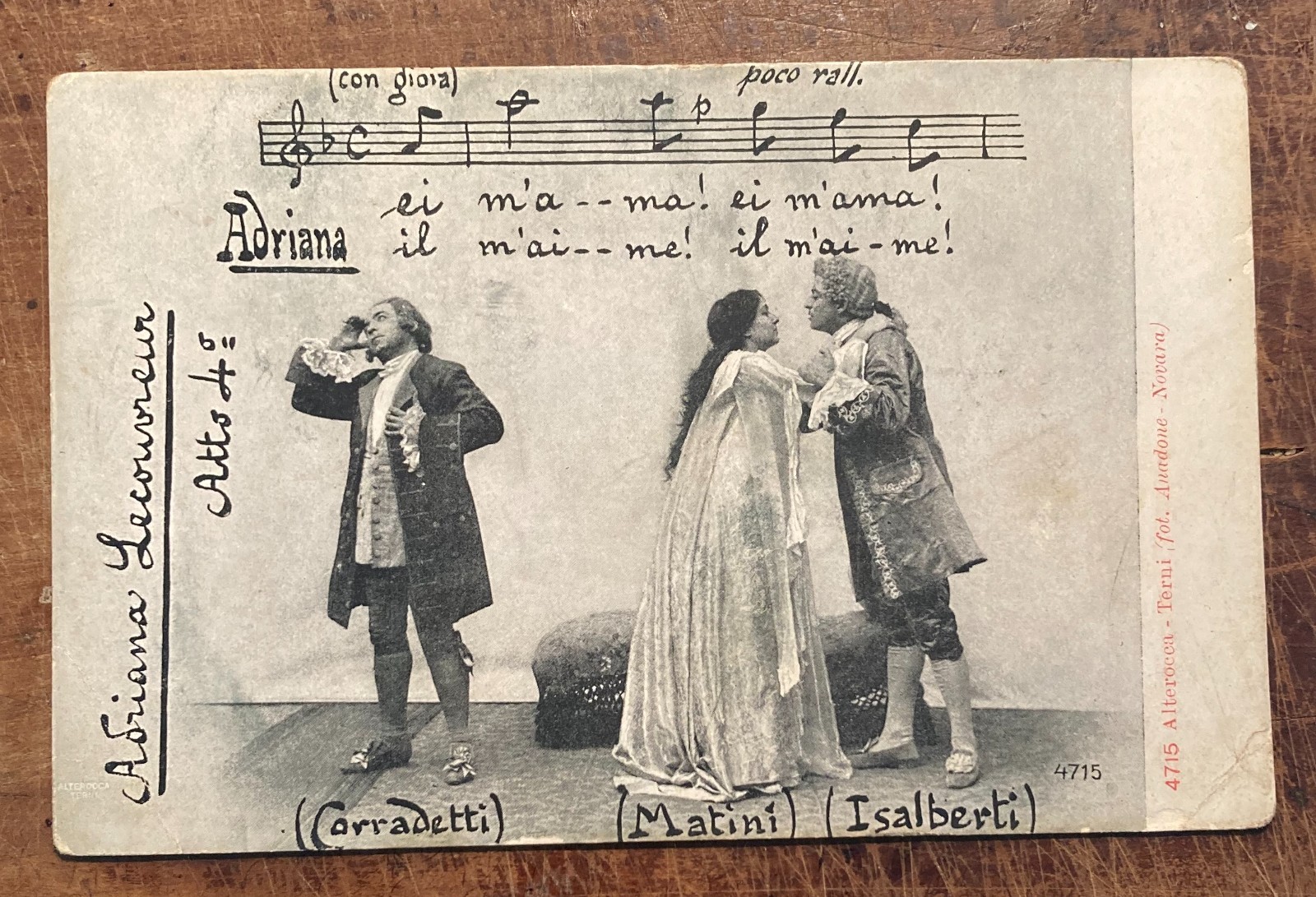 Teatro, Musica, Adriana Lecouvreur, Corradetti, Matini, Isalberti, Atto 4, Cartolina