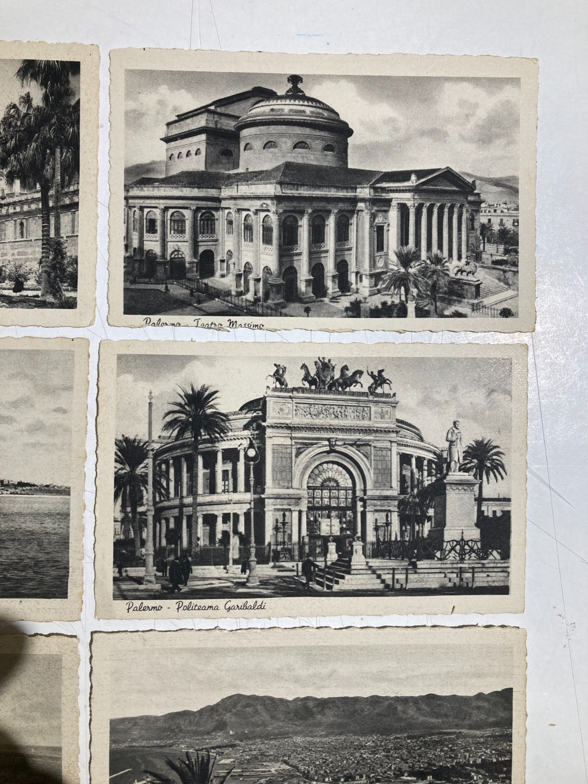 Sicilia, Palermo: Raccolta Di Sei Cartoline d'Epoca (Teatro, Mondello, Idrovolanti)