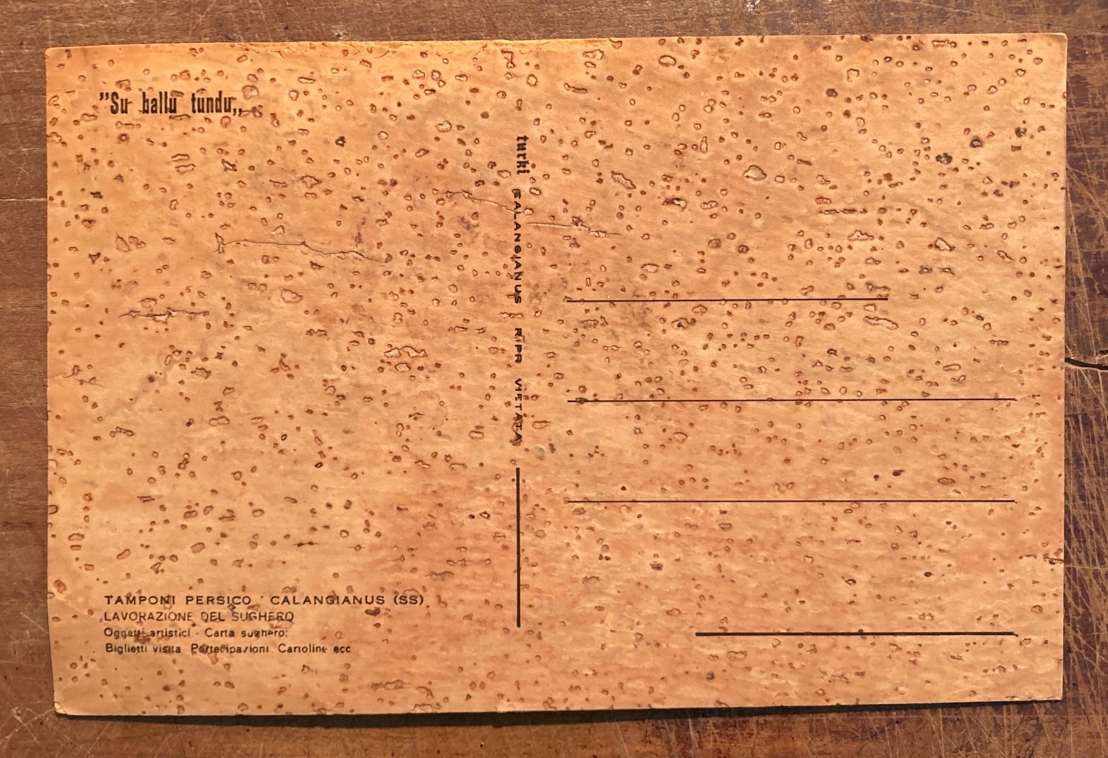 Sardegna   Arte   Folklore   Tre Cartoline In Sughero   Tamponi Persico   Calangianus