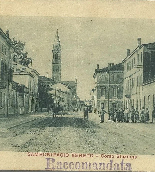 Veneto, San Bonifacio, Corso Stazione: Animata Antica Veduta