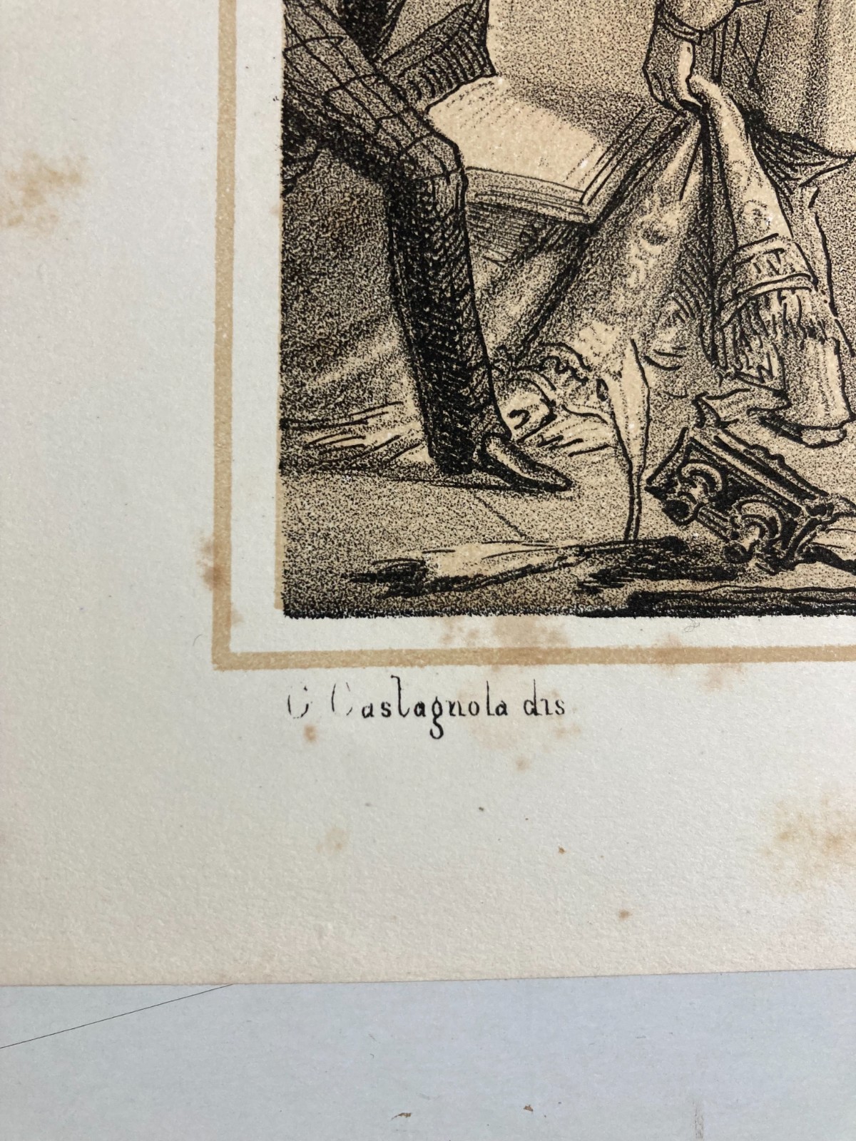 Risorgimento Italiano: Morte Di Prina. Litografia Di G. Castagnola, Ballagny, Metà XIX Secolo