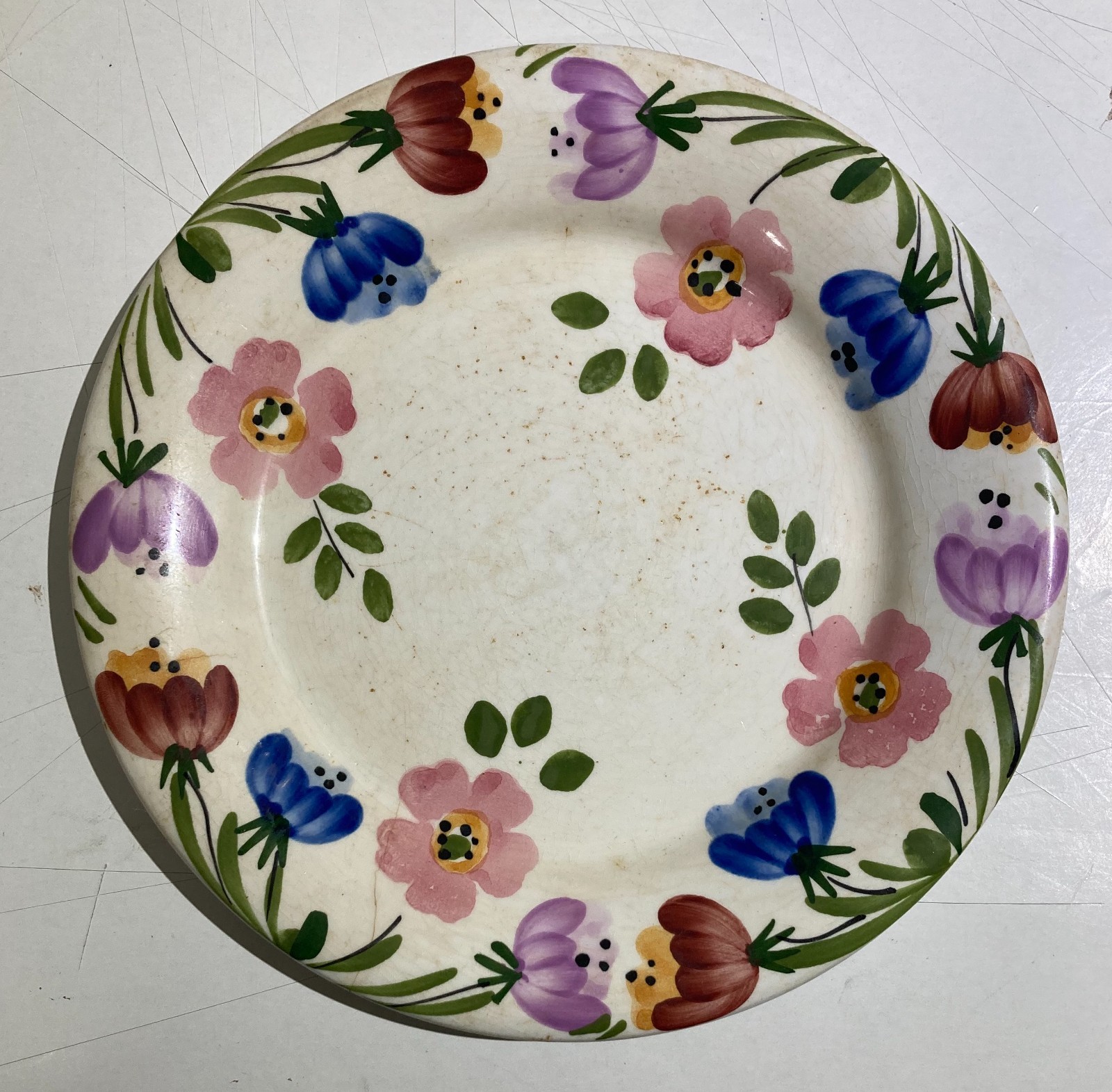 Richard Ginori Mondovì, Ceramica Floreale Con Marchio Araldico, Piatto Piano (21 Cm)