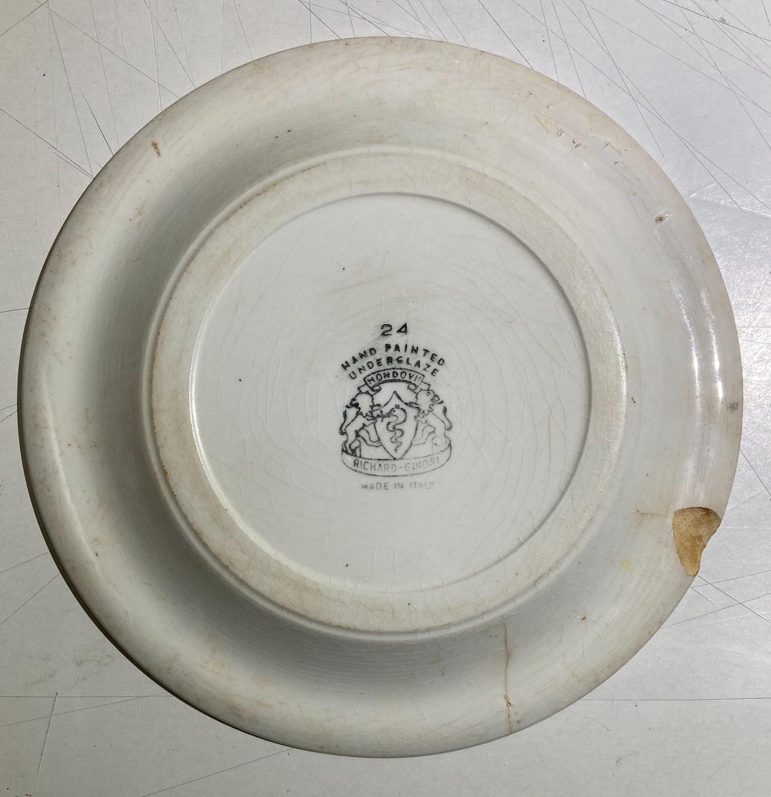 Richard Ginori Mondovì, Ceramica Floreale Con Marchio Araldico, Piatto Piano (21 Cm)