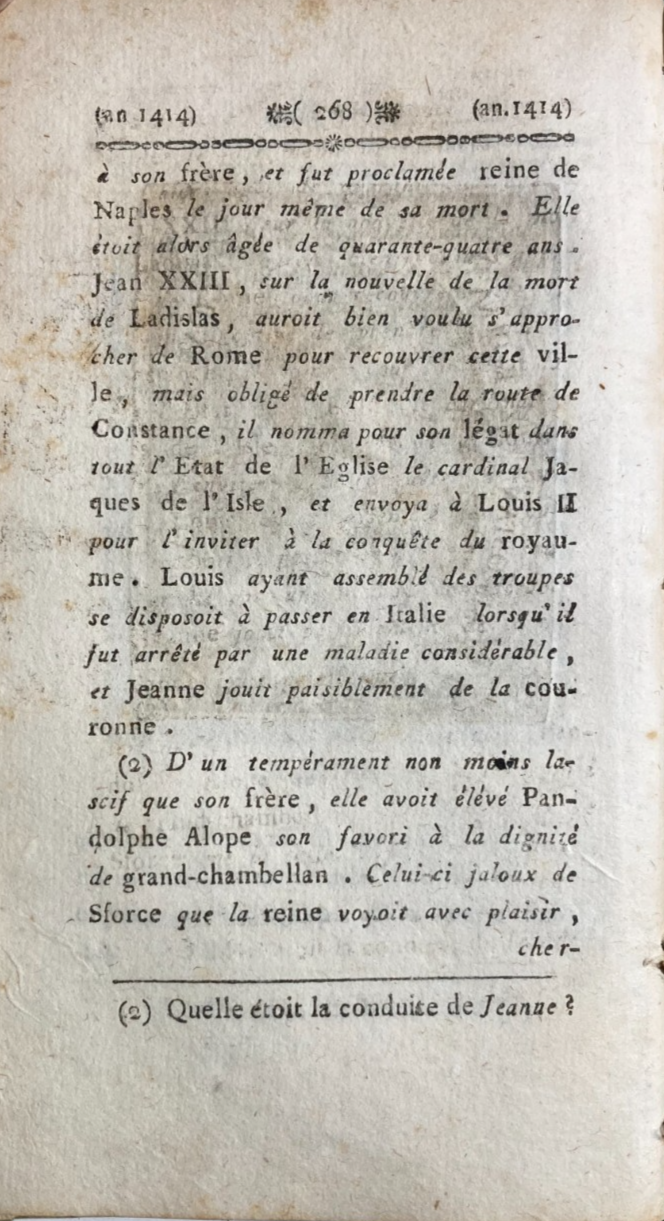 Storia Antica Napoletana: Ritratto Di Regina Giovanna. Incisione Del XVIII Secolo