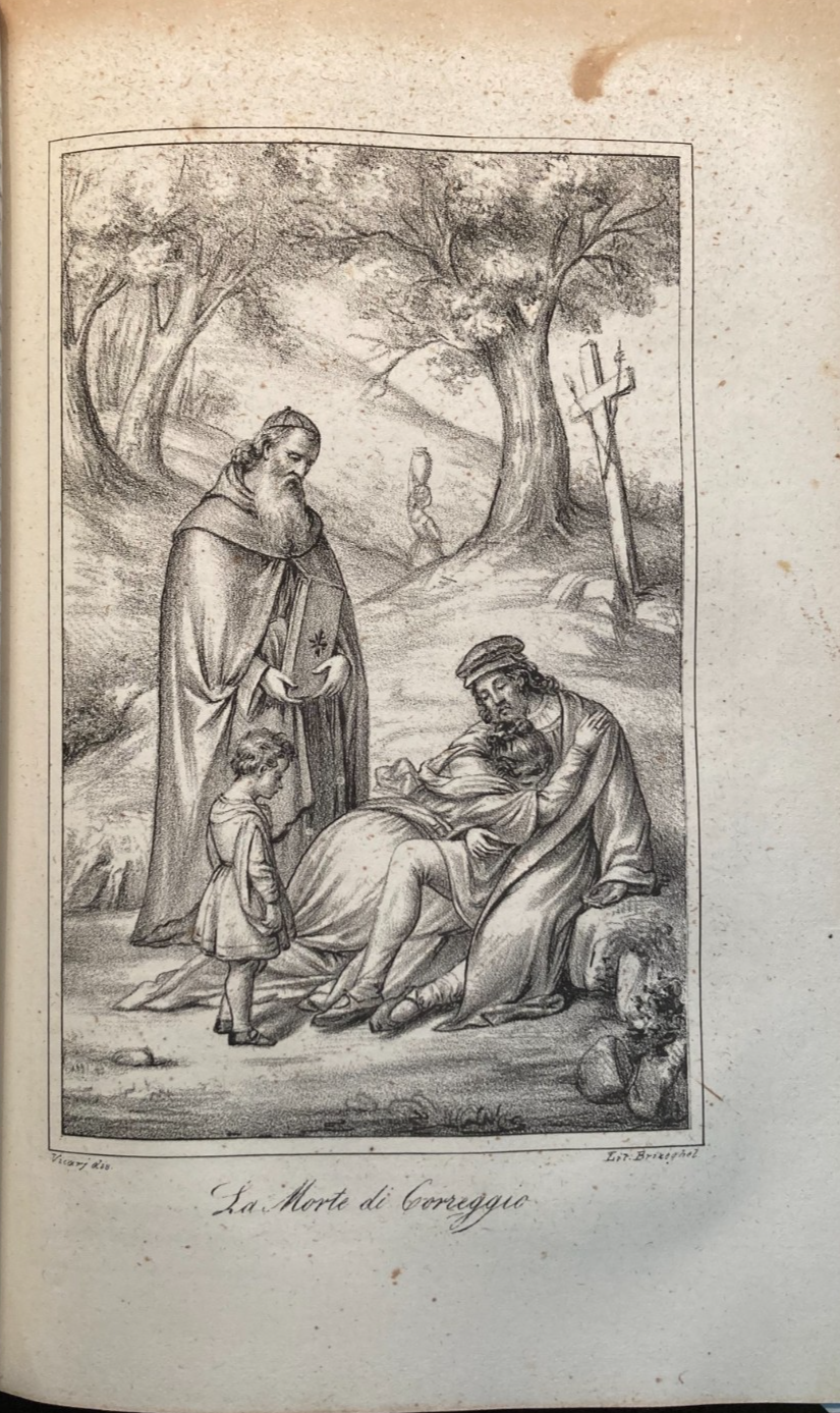 Morte Di Correggio: Antica Stampa Litografica (Vicarj, Brizeghel, 1844)