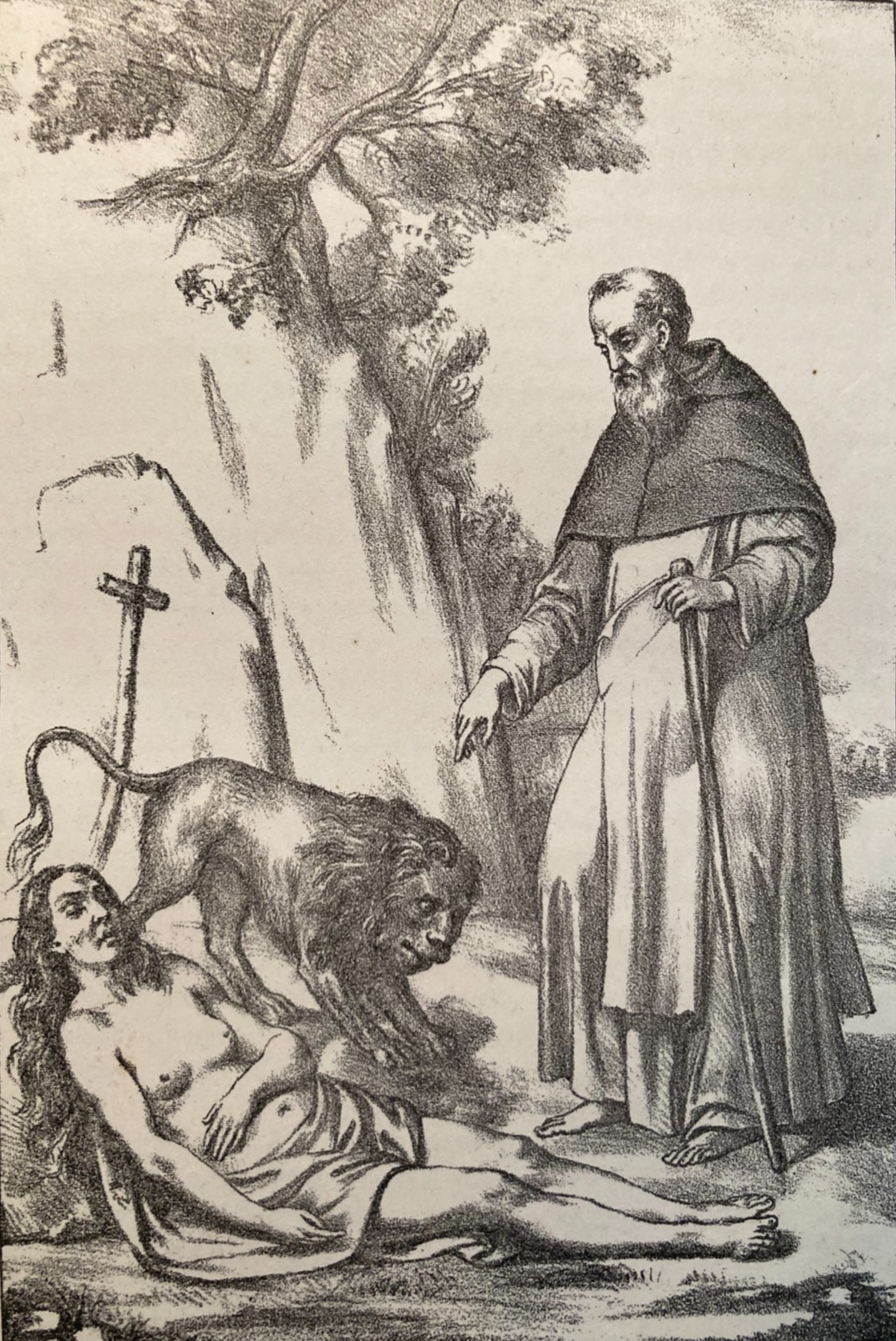 Storia Biblica. S. Maria Egiziaca. Antica Stampa Litografica. Arte. Vicarj. Falcone.
