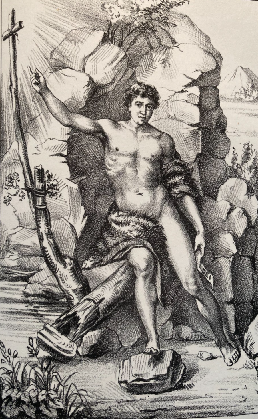 Storia Biblica: San Giovanni. Antica Litografia Di Corradini Su Disegno Di Cassellari
