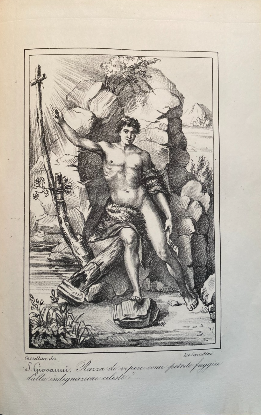 Storia Biblica: San Giovanni. Antica Litografia Di Corradini Su Disegno Di Cassellari