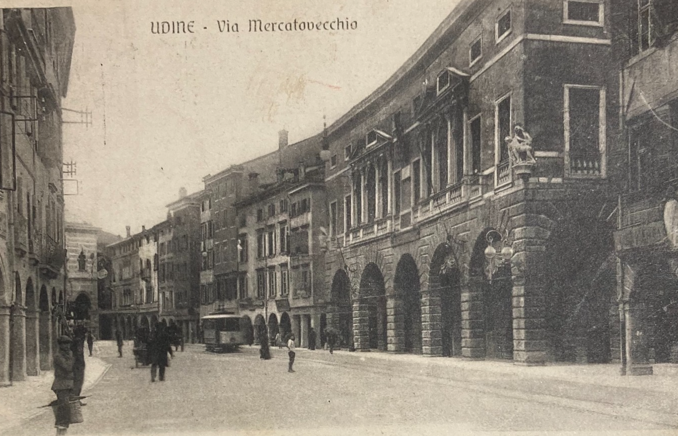 Udine Antica Veduta Fotografica Cartolina Da Collezione Via Mercato Vecchio 1915