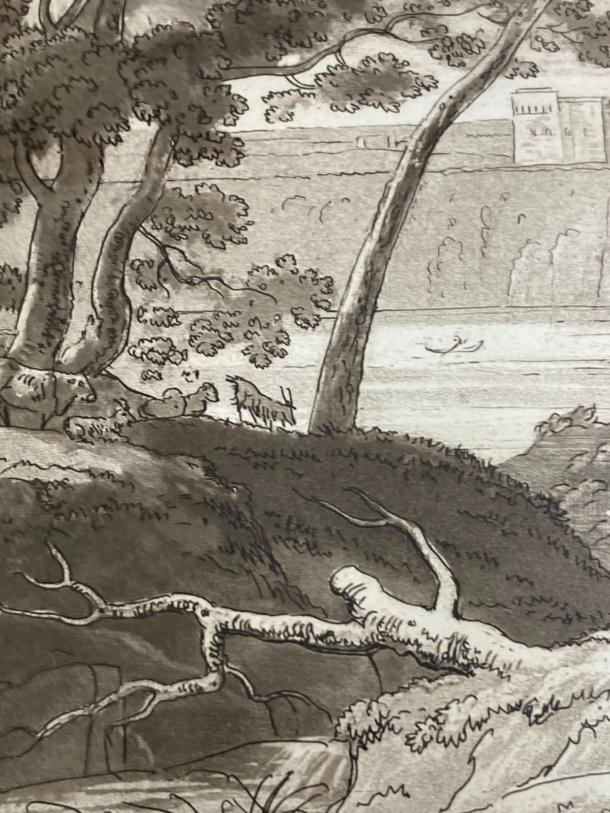 Antica Veduta Pastorale Con Musicanti   Artista Claude Lorrain   Incisore L. Caracciolo