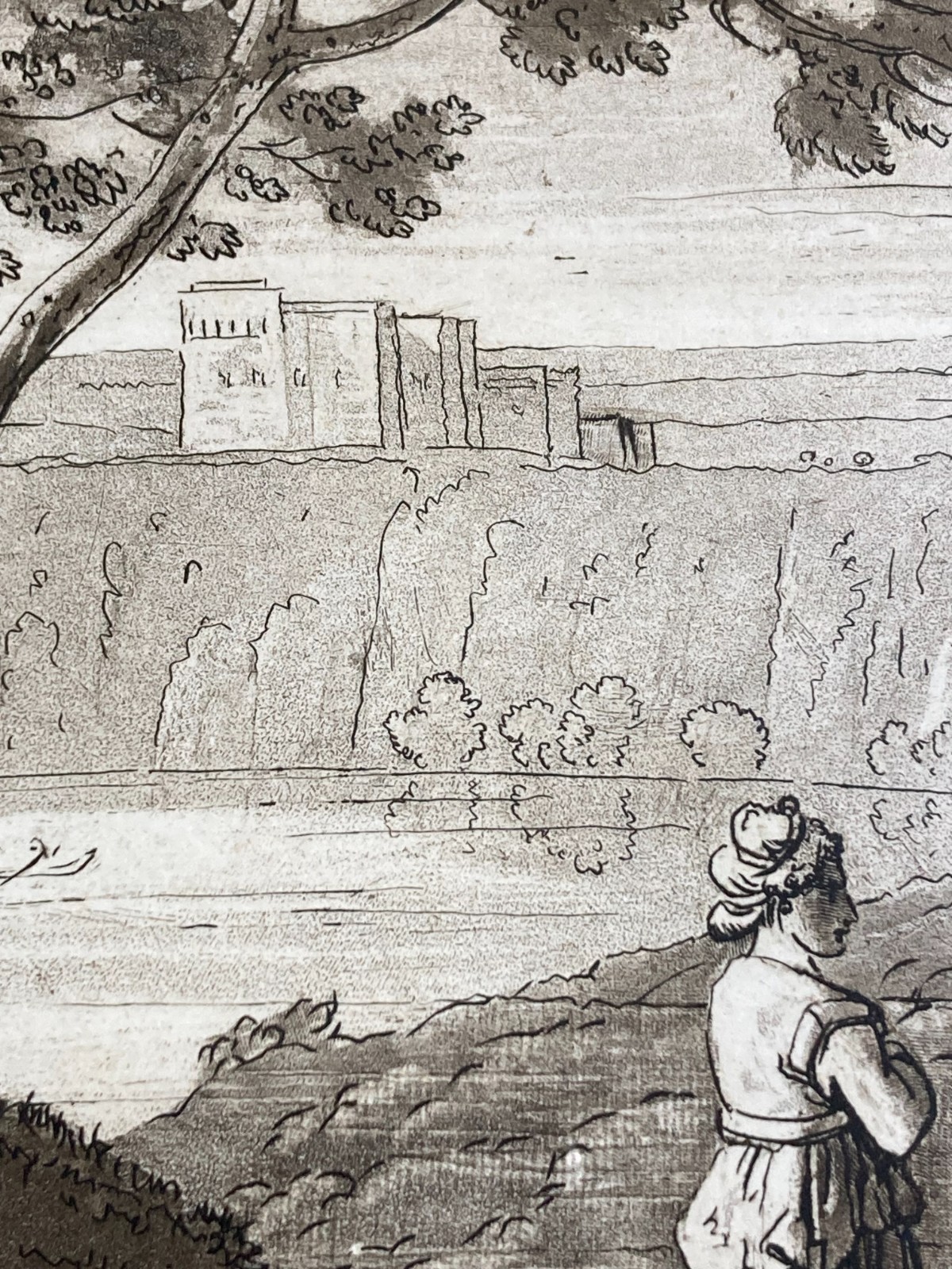 Antica Veduta Pastorale Con Musicanti   Artista Claude Lorrain   Incisore L. Caracciolo