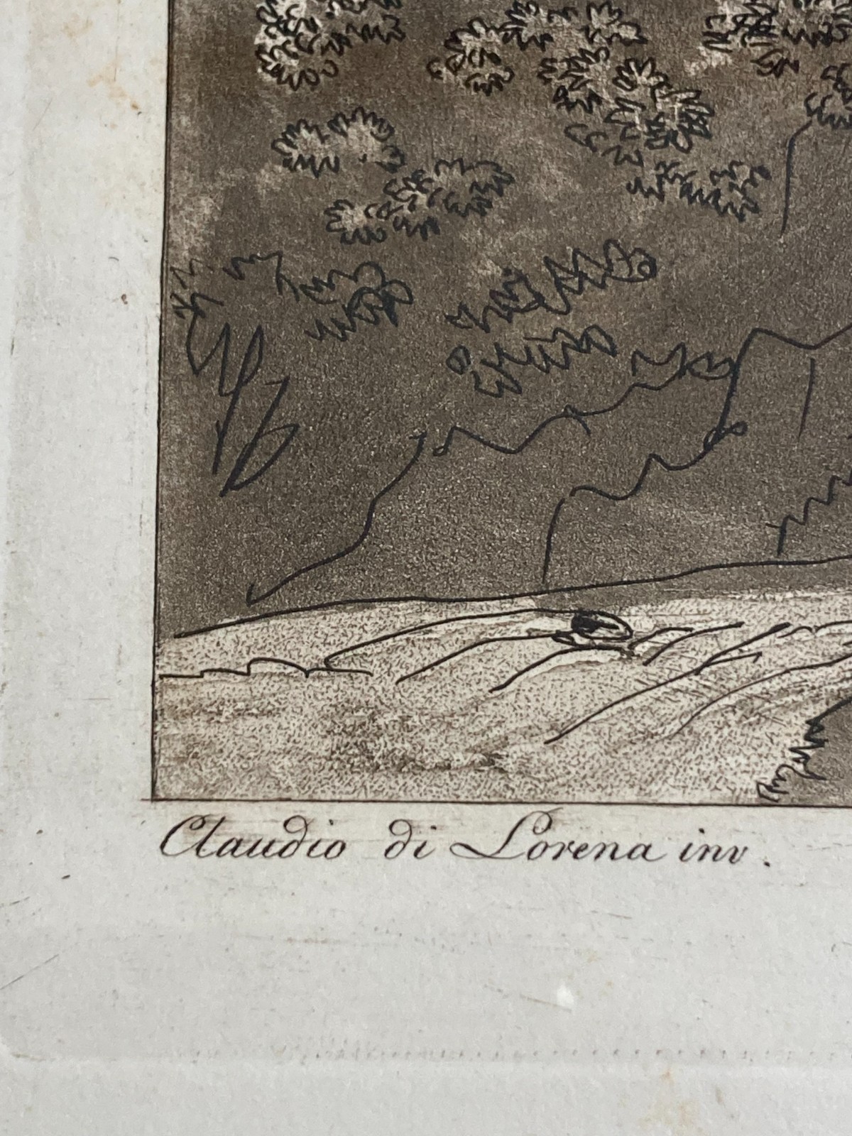 Antica Veduta Pastorale Con Musicanti   Artista Claude Lorrain   Incisore L. Caracciolo