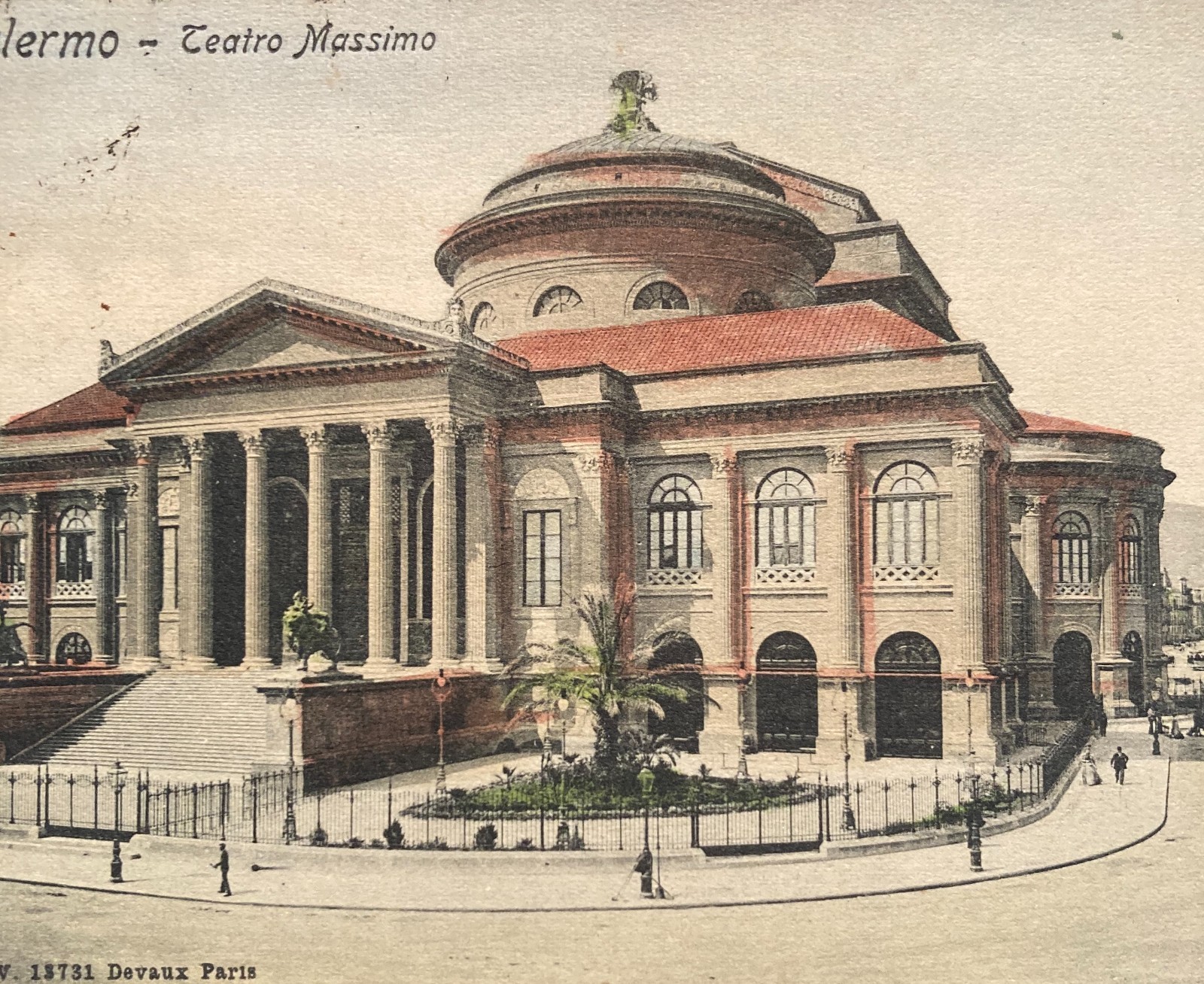 Sicilia, Palermo, Teatro Massimo. Antica Cartolina A Colori Viaggiata, 1904