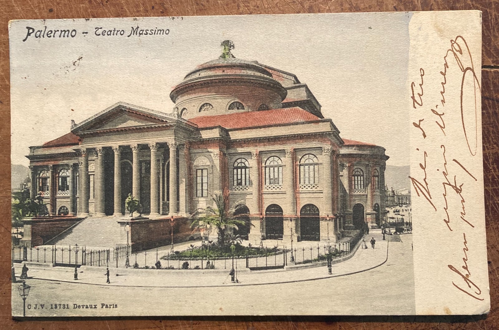 Sicilia, Palermo, Teatro Massimo. Antica Cartolina A Colori Viaggiata, 1904