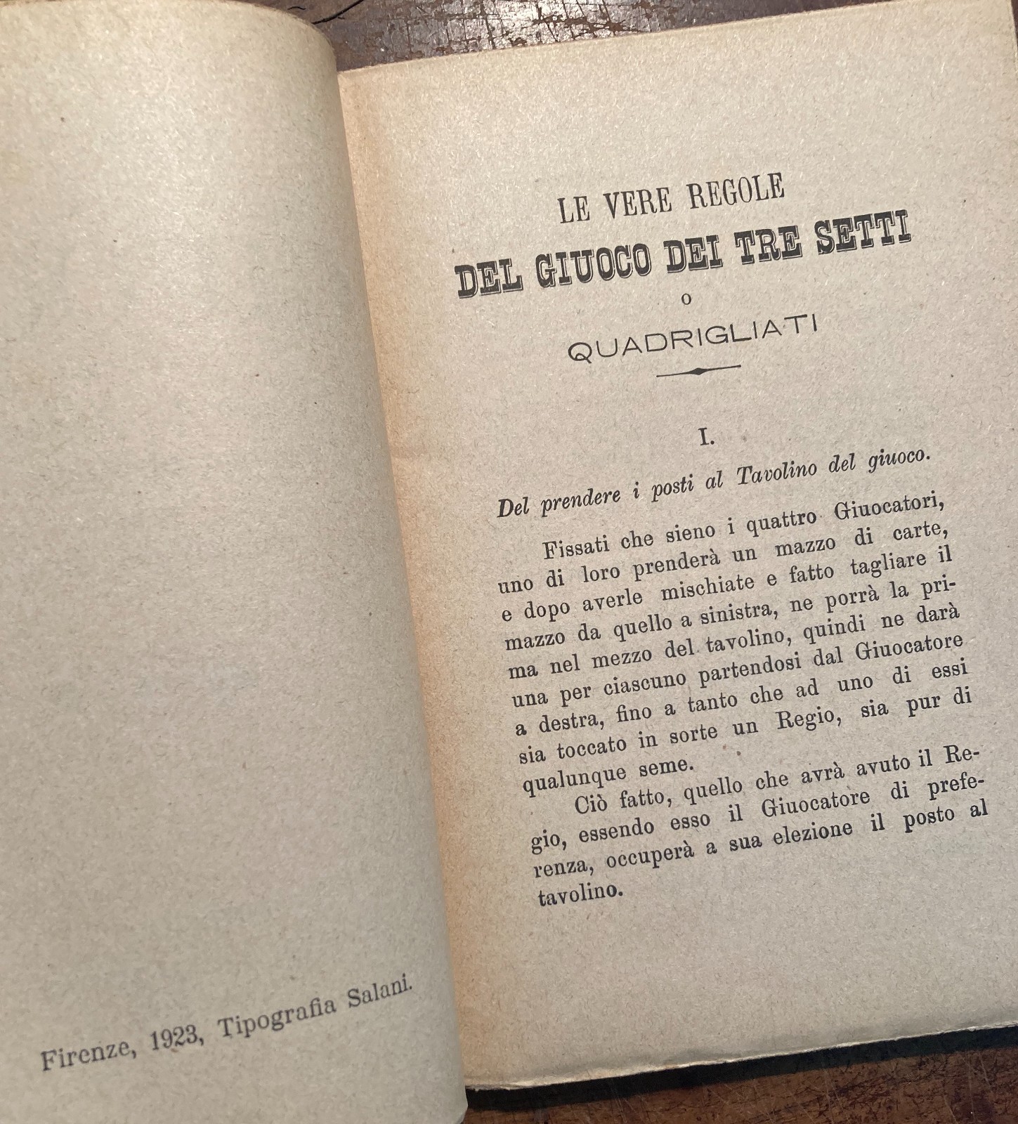 Manuale Dei Giochi: Calabresella, Quadrigliati, Scacchi. Edizione Salani, 1923