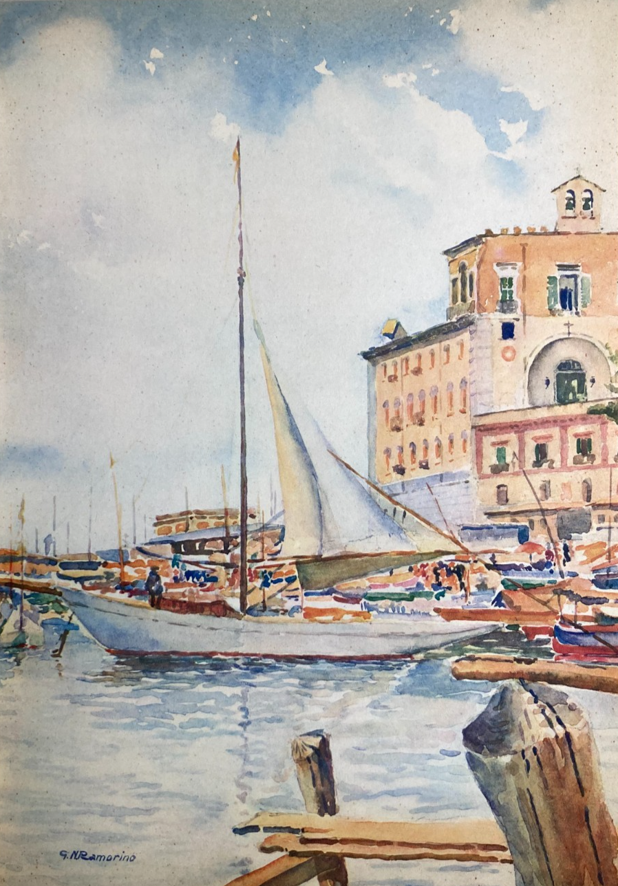 Napoli, Porto Di Mergellina. Stampa A Colori Decorativa Da Collezione. Ramorino